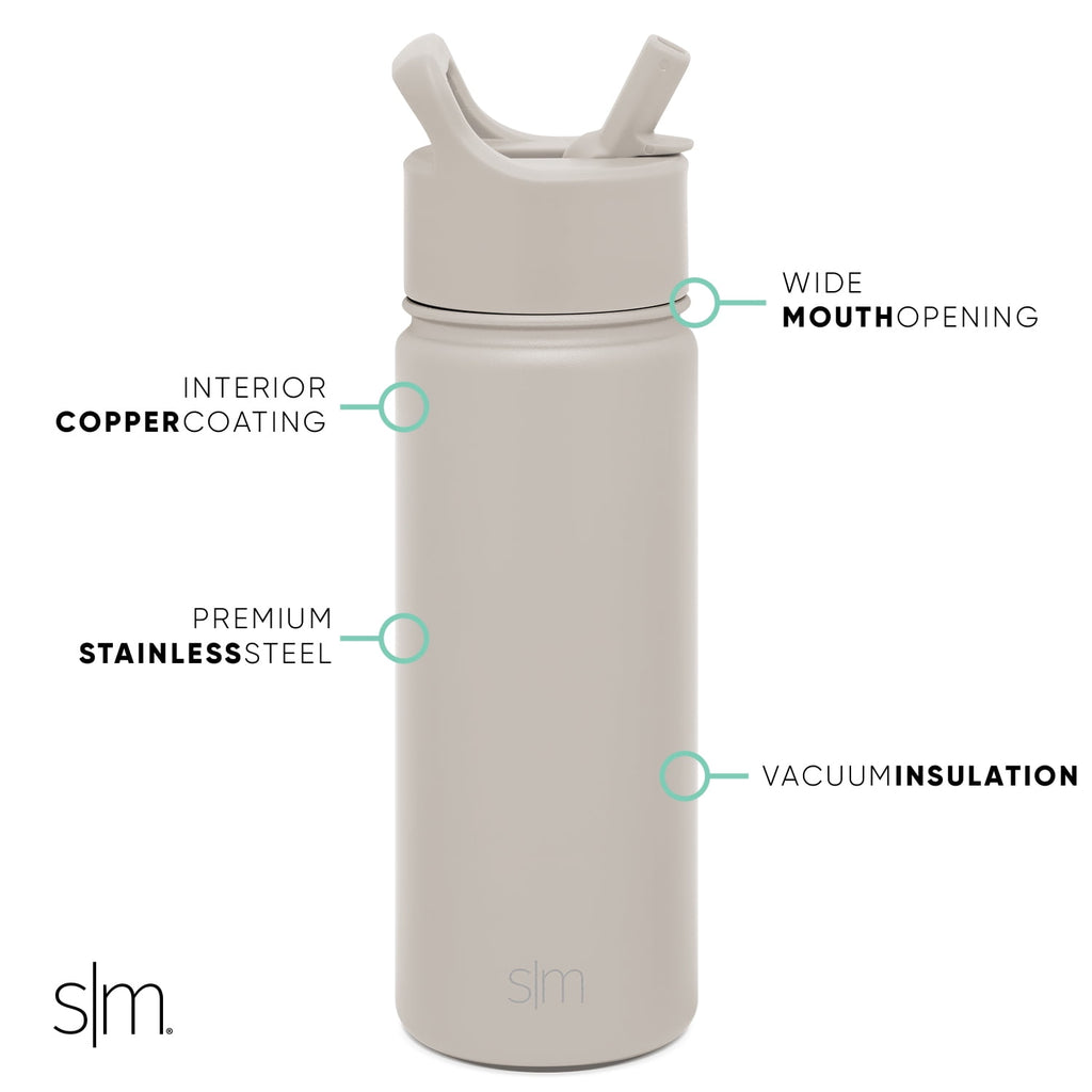 Simple Modern Summit Water Bottle Straw Lid Vacuum Insulated Stainless Steel Bottle | 18 fl oz