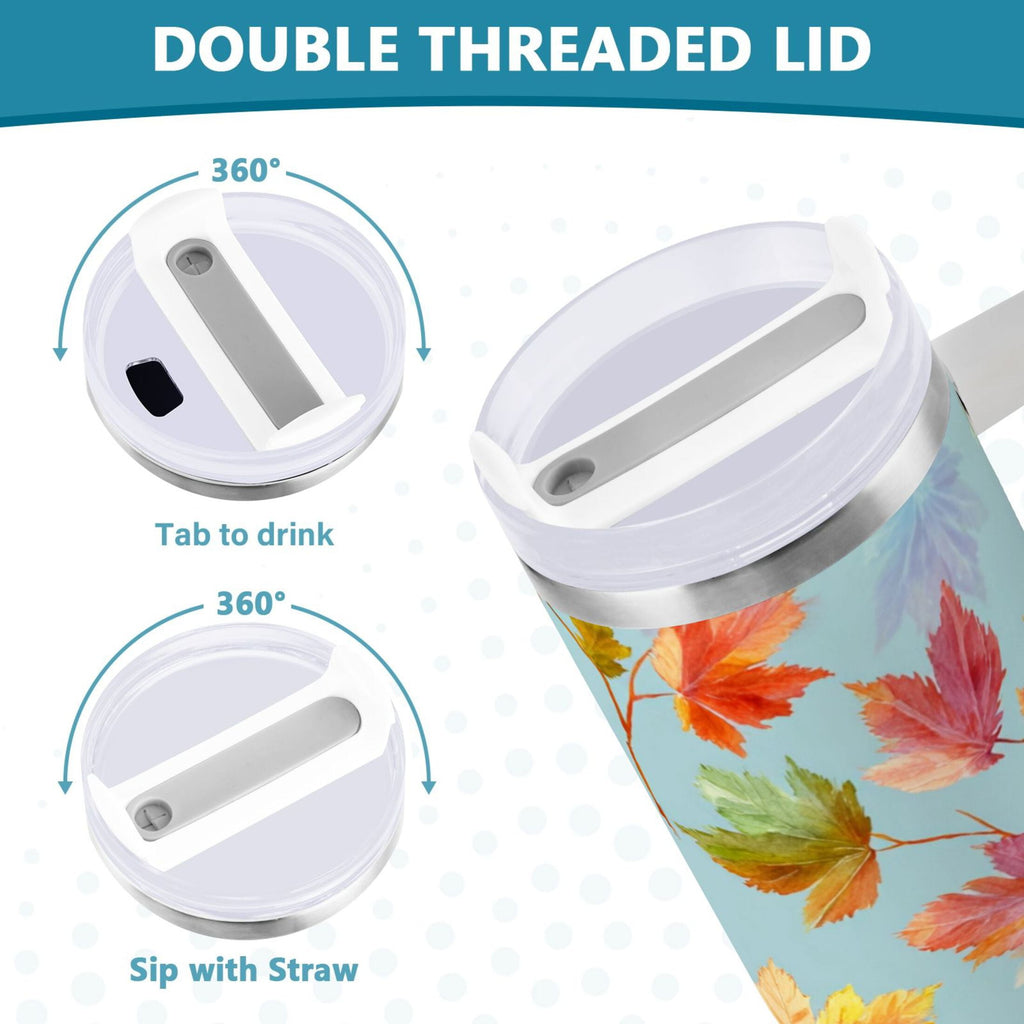 30 oz Insulated Stainless Steel Tumbler Double Wall Stainless Steel Tumbler with 2-Way Drinking Colorful Autumn Maple Leaves