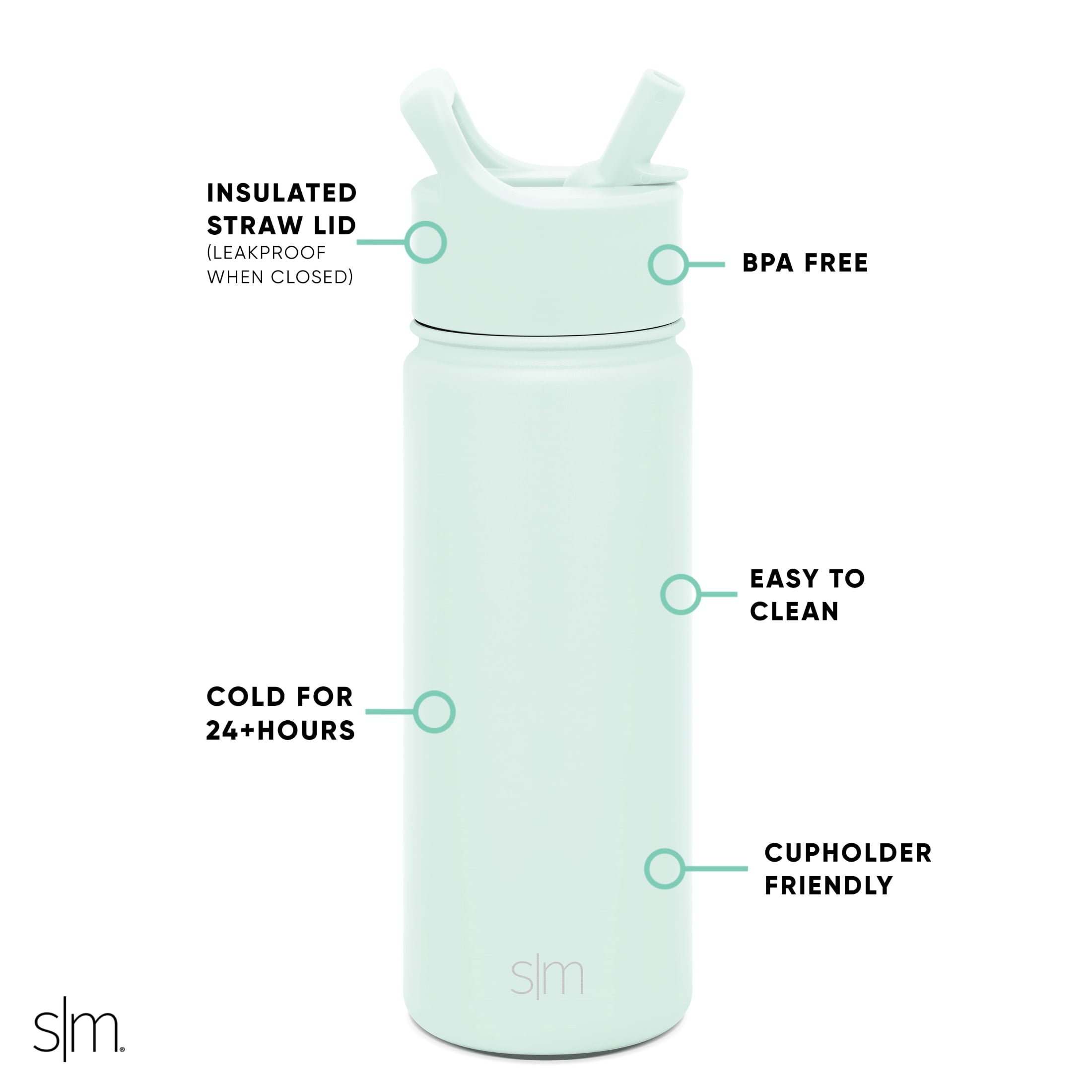 Simple Modern Summit Water Bottle Straw Lid Vacuum Insulated Stainless Steel Bottle | 18 fl oz