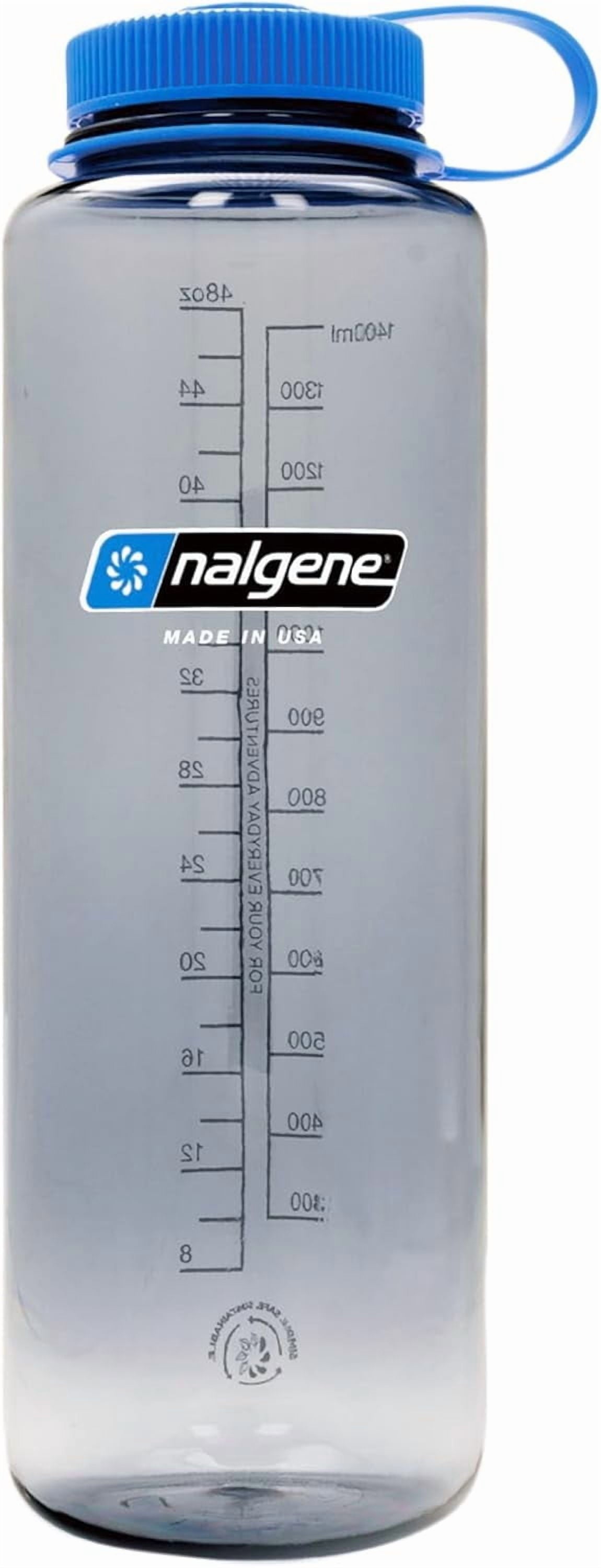 Nalgene Sustain Tritan BPA-Free Water  Made with Material Derived from 50% Plastic Waste (using ISCC certified mass balance), 48 OZ, Wide Mouth, Aubergine