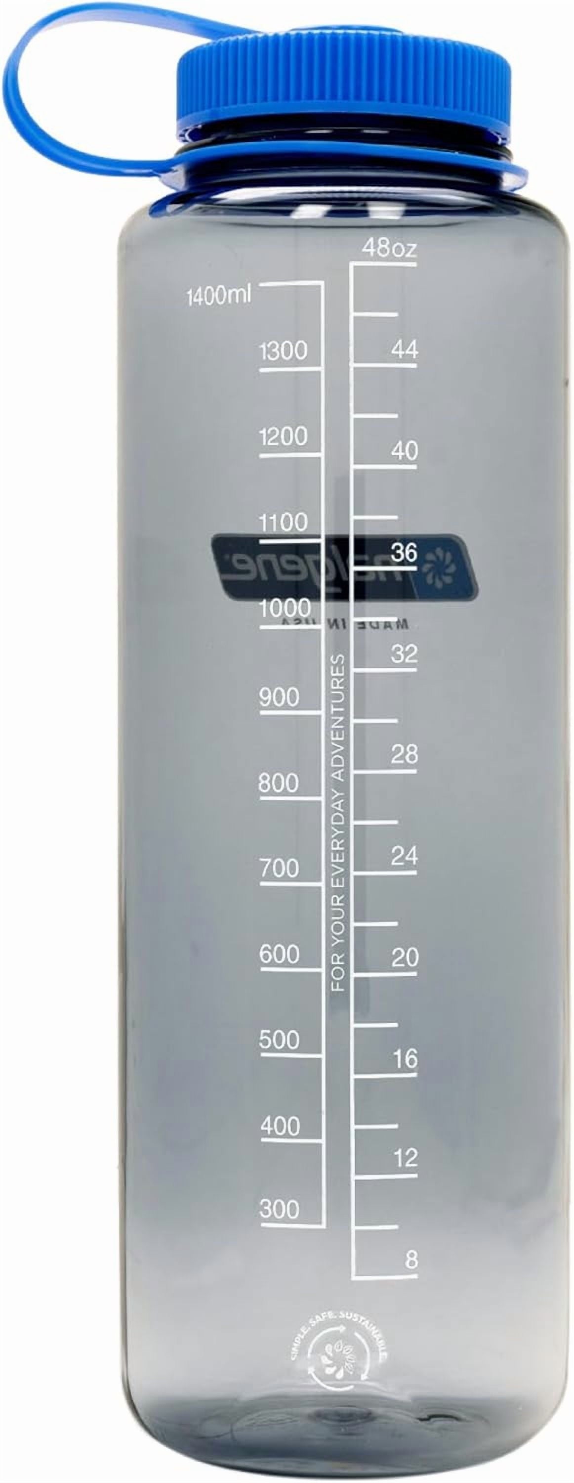 Nalgene Sustain Tritan BPA-Free Water  Made with Material Derived from 50% Plastic Waste (using ISCC certified mass balance), 48 OZ, Wide Mouth, Aubergine