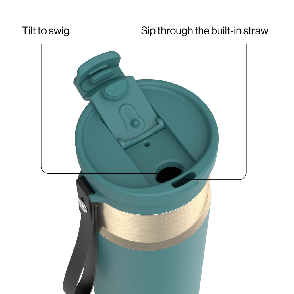 Contigo DualSip 24 oz Leakproof Insulated Water Bottle with Carrying Strap and 2-Way Lid