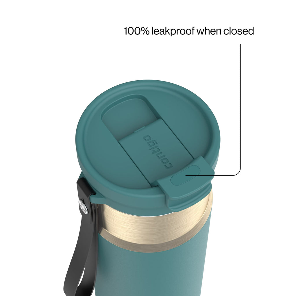 Contigo DualSip 24 oz Leakproof Insulated Water Bottle with Carrying Strap and 2-Way Lid