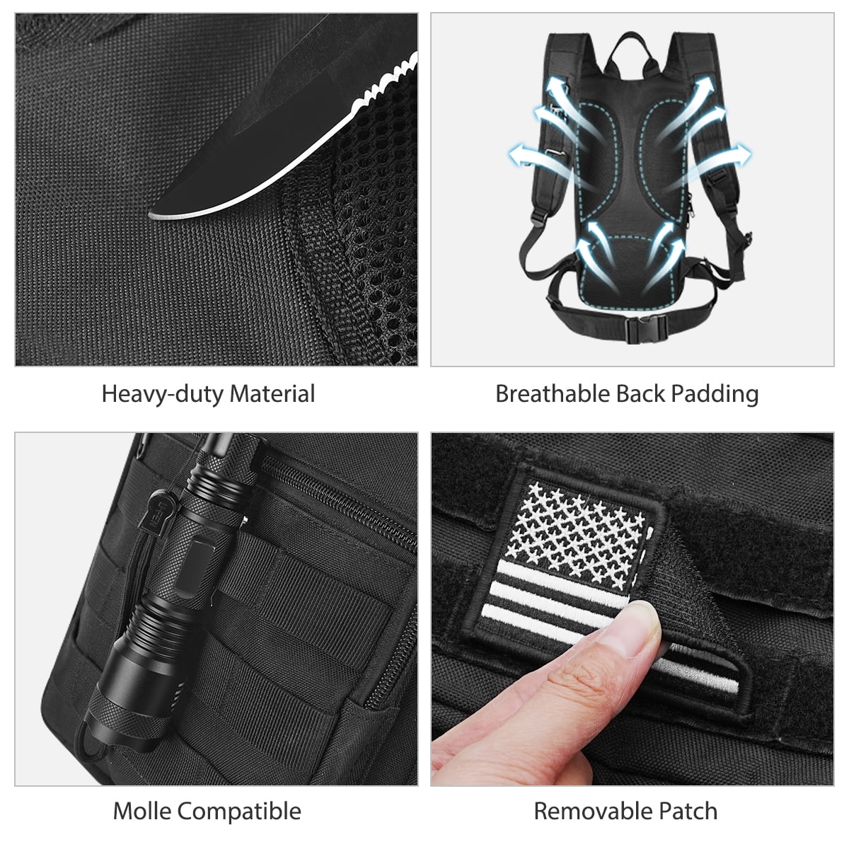 Brightify 17L Hydration Backpack with 3L TPU Water Bladder, Camel Backpack Hydration Pack for Hiking Hunting Climbing Cycling Biking Running, Molle Compatible Water Backpack for Men Women, Black