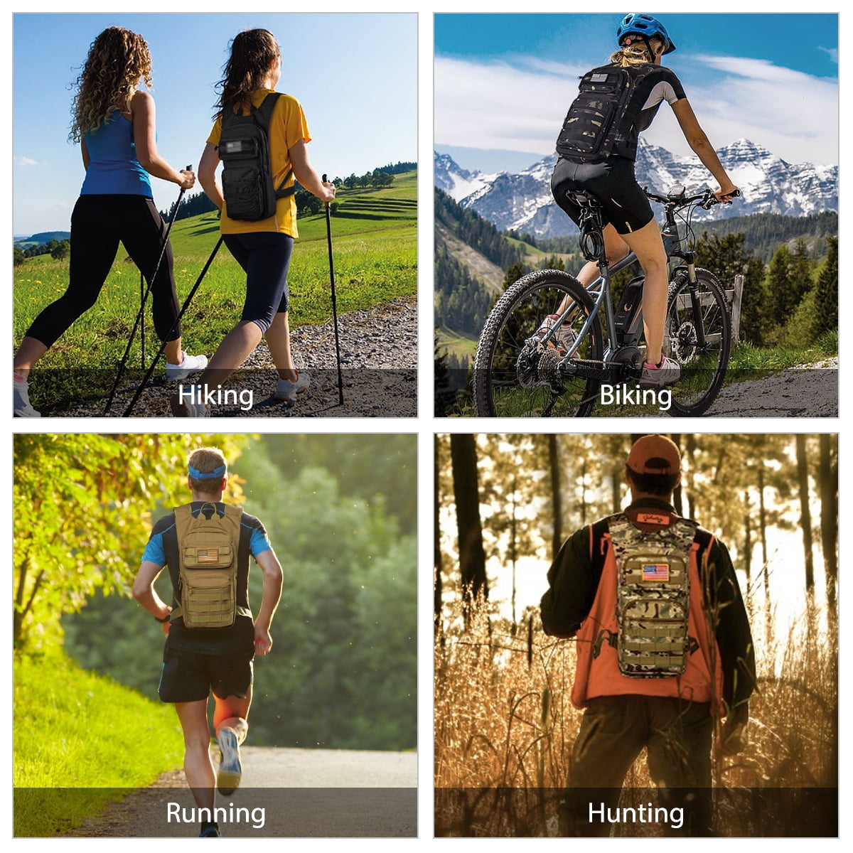 Brightify 17L Hydration Backpack with 3L TPU Water Bladder, Camel Backpack Hydration Pack for Hiking Hunting Climbing Cycling Biking Running, Molle Compatible Water Backpack for Men Women, Black