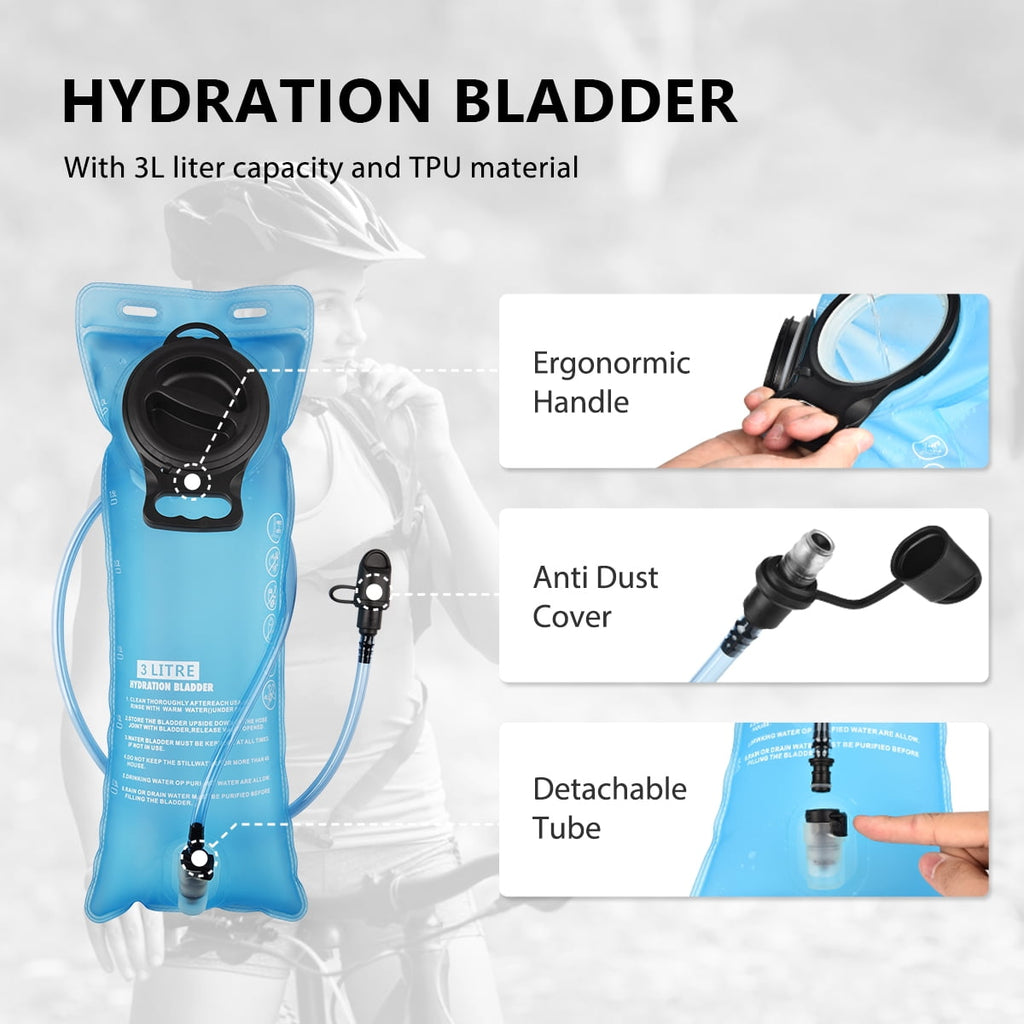 Brightify 17L Hydration Backpack with 3L TPU Water Bladder, Camel Backpack Hydration Pack for Hiking Hunting Climbing Cycling Biking Running, Molle Compatible Water Backpack for Men Women, Black
