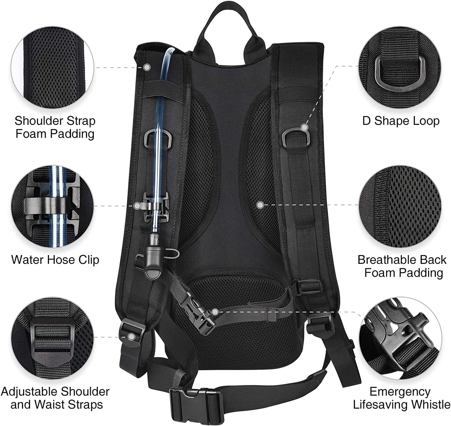 Brightify 17L Hydration Backpack with 3L TPU Water Bladder, Camel Backpack Hydration Pack for Hiking Hunting Climbing Cycling Biking Running, Molle Compatible Water Backpack for Men Women, Black