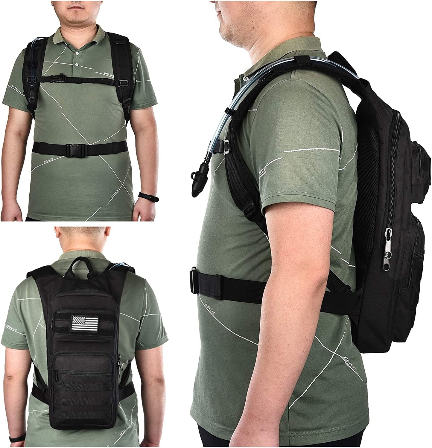 Brightify 17L Hydration Backpack with 3L TPU Water Bladder, Camel Backpack Hydration Pack for Hiking Hunting Climbing Cycling Biking Running, Molle Compatible Water Backpack for Men Women, Black