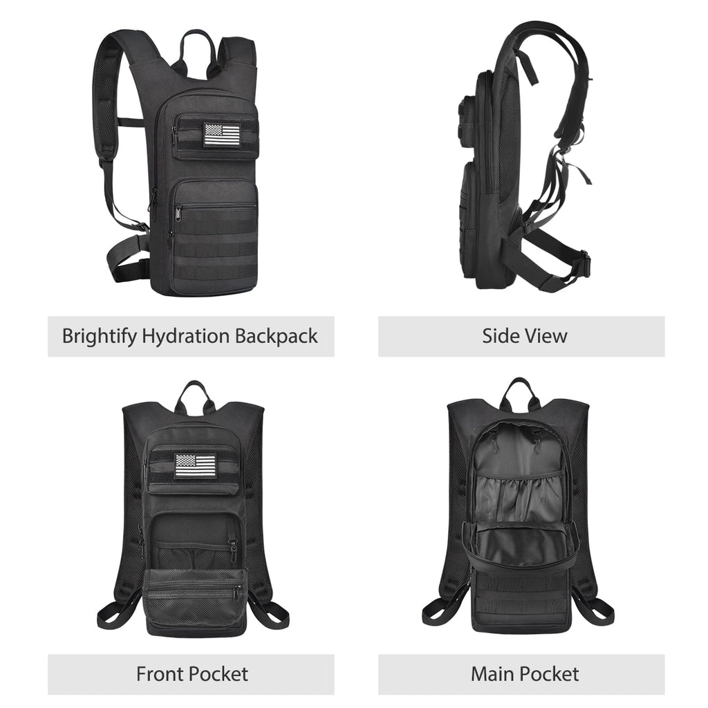 Brightify 17L Hydration Backpack with 3L TPU Water Bladder, Camel Backpack Hydration Pack for Hiking Hunting Climbing Cycling Biking Running, Molle Compatible Water Backpack for Men Women, Black