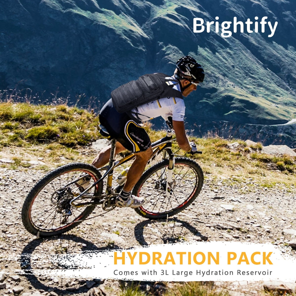 Brightify 17L Hydration Backpack with 3L TPU Water Bladder, Camel Backpack Hydration Pack for Hiking Hunting Climbing Cycling Biking Running, Molle Compatible Water Backpack for Men Women, Black