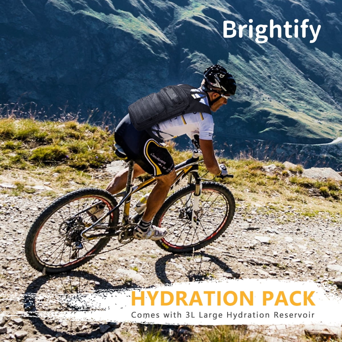 Brightify 17L Hydration Backpack with 3L TPU Water Bladder, Camel Backpack Hydration Pack for Hiking Hunting Climbing Cycling Biking Running, Molle Compatible Water Backpack for Men Women, Black