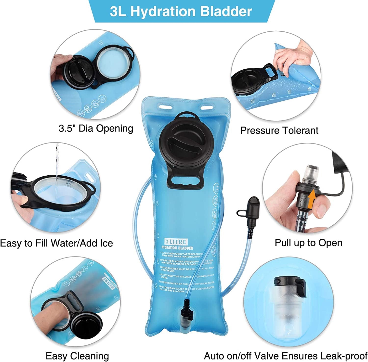 Brightify 17L Hydration Backpack with 3L TPU Water Bladder, Camel Backpack Hydration Pack for Hiking Hunting Climbing Cycling Biking Running, Molle Compatible Water Backpack for Men Women, Black