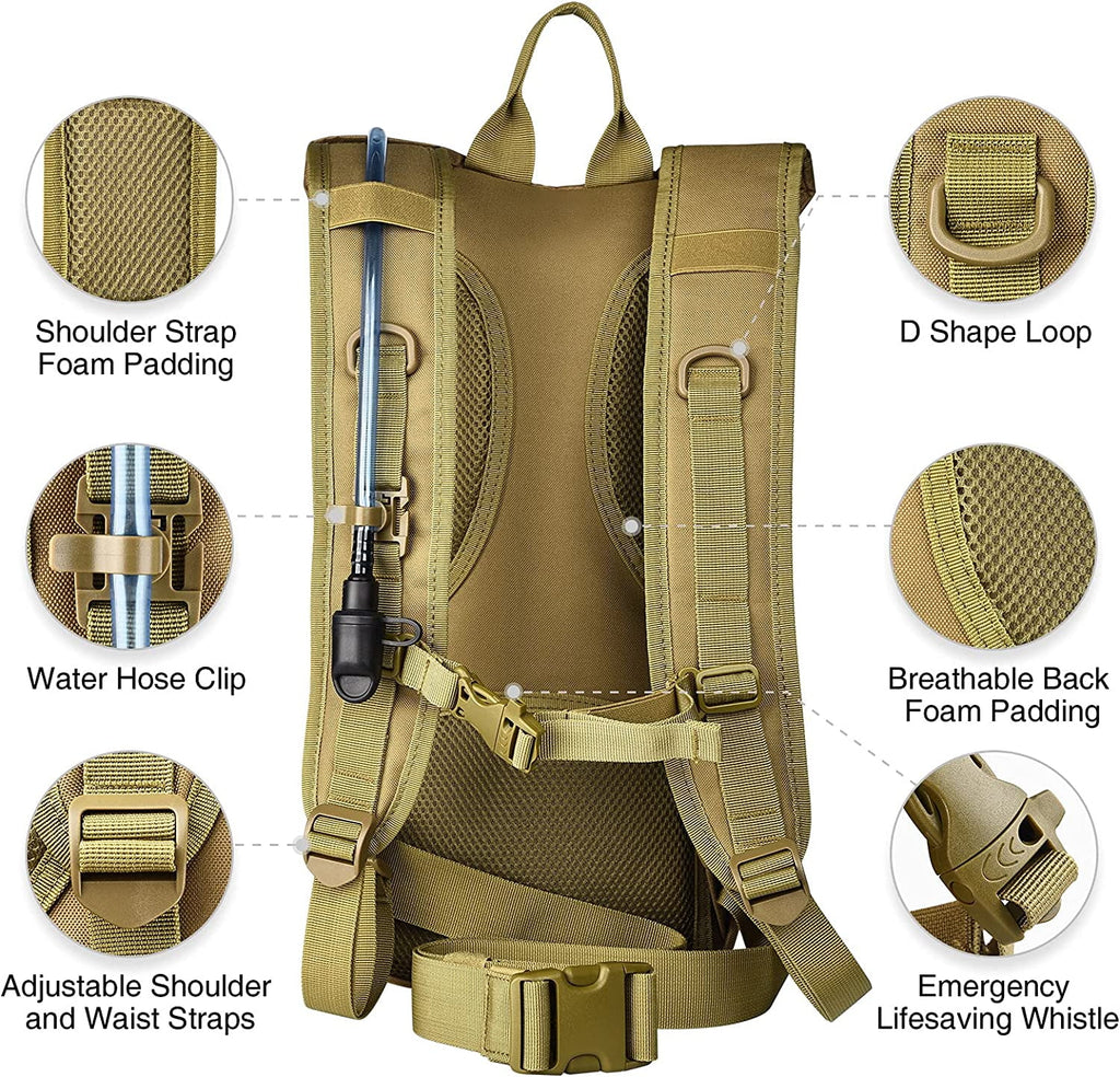 Brightify 17L Hydration Backpack with 3L TPU Water Bladder, Camel Backpack Hydration Pack for Hiking Hunting Climbing Cycling Biking Running, Molle Compatible Water Backpack for Men Women, Black