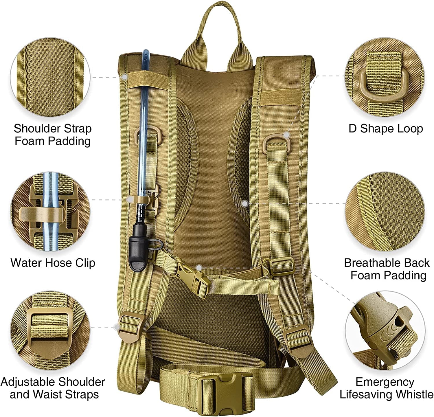 Brightify 17L Hydration Backpack with 3L TPU Water Bladder, Camel Backpack Hydration Pack for Hiking Hunting Climbing Cycling Biking Running, Molle Compatible Water Backpack for Men Women, Black