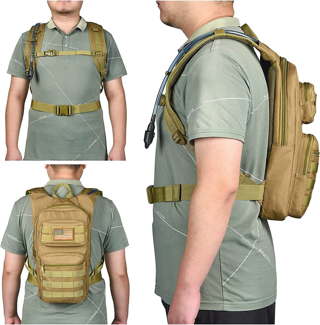Brightify 17L Hydration Backpack with 3L TPU Water Bladder, Camel Backpack Hydration Pack for Hiking Hunting Climbing Cycling Biking Running, Molle Compatible Water Backpack for Men Women, Black