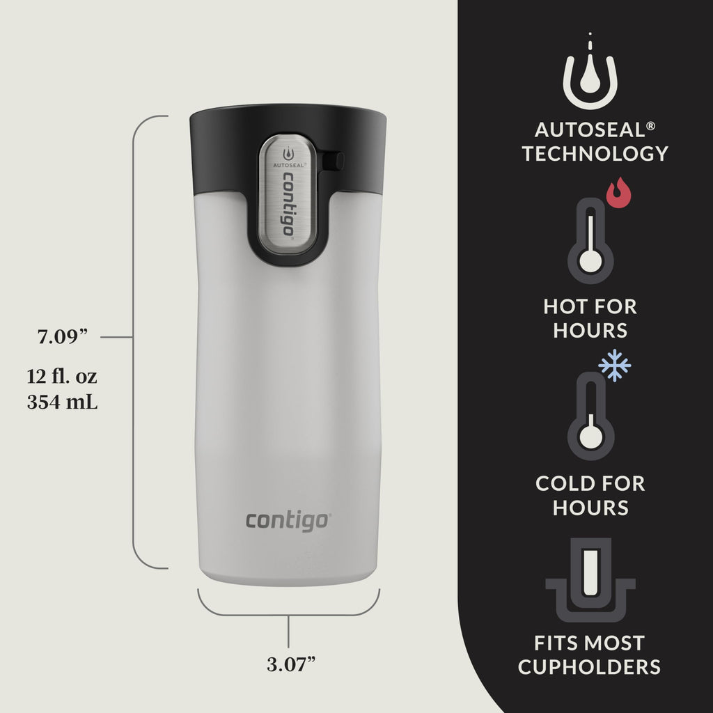 Contigo AUTOSEAL West Loop Vacuum-Insulated Stainless Steel Travel Mug with Easy-Clean Lid, 12oz