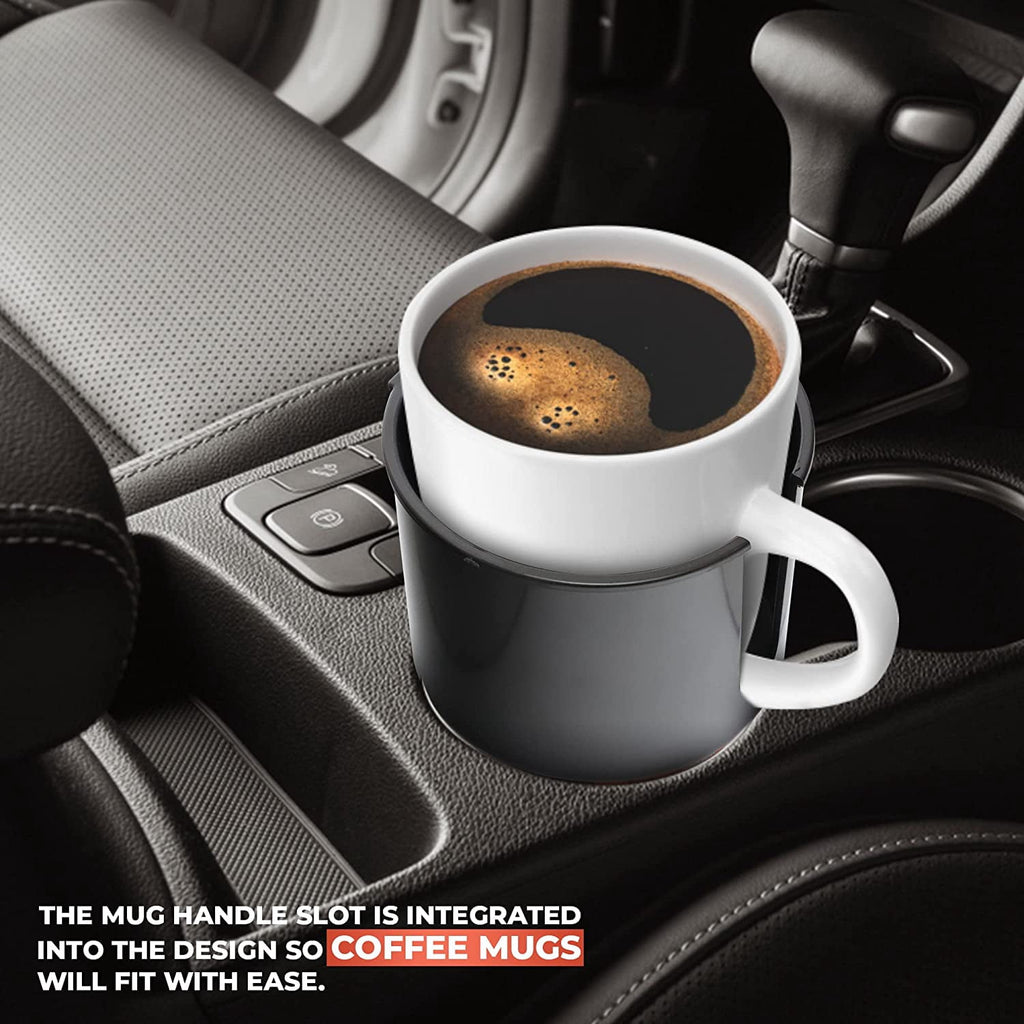 Cup Holder Expander - Fits Hydro Flasks 32/40 oz, Nalgene,  &amp; Large Bottles up to 3.8  Wide - for  up to 3.2  Wide - Black