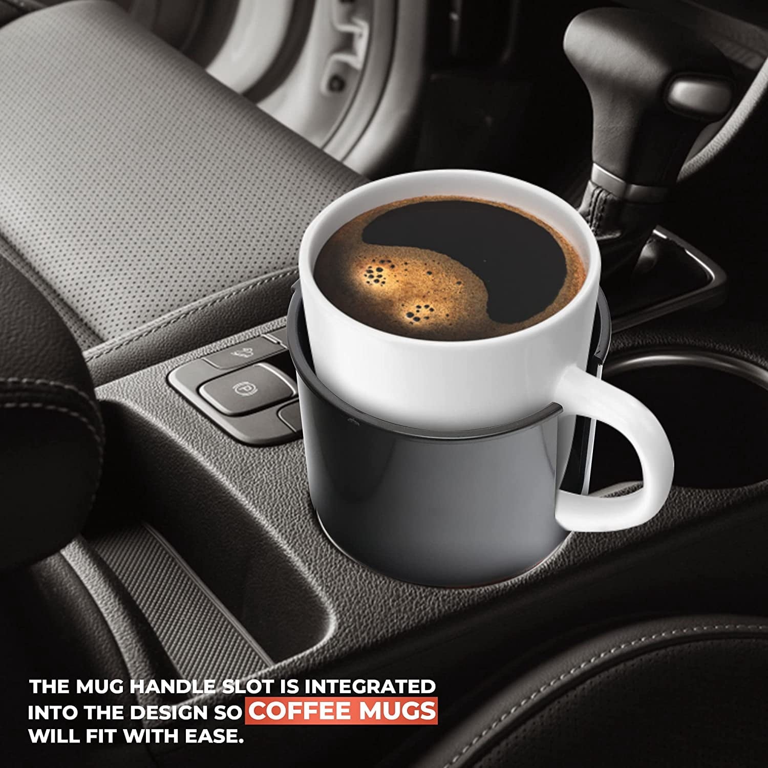 Cup Holder Expander - Fits Hydro Flasks 32/40 oz, Nalgene,  &amp; Large Bottles up to 3.8  Wide - for  up to 3.2  Wide - Black