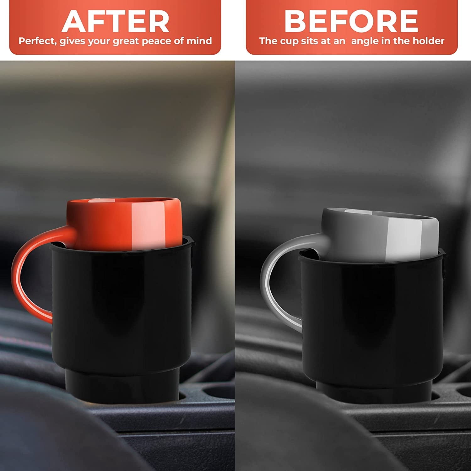 Cup Holder Expander - Fits Hydro Flasks 32/40 oz, Nalgene,  &amp; Large Bottles up to 3.8  Wide - for  up to 3.2  Wide - Black