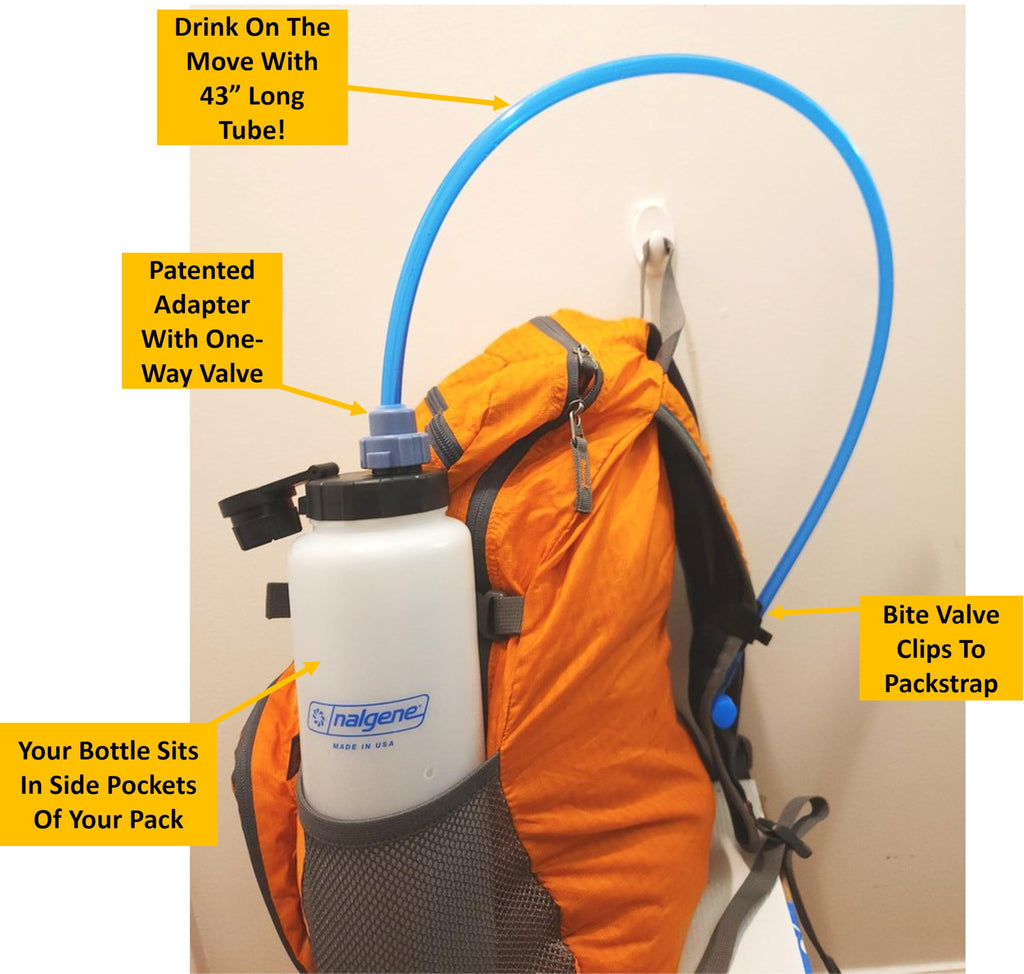 Universal Hydration Adapter for Nalgene Smartwater Bottles 28mm Wide Mouth, Flip Top Spout Lid with Loop, Hiking Running Cycling Accessory, Blue