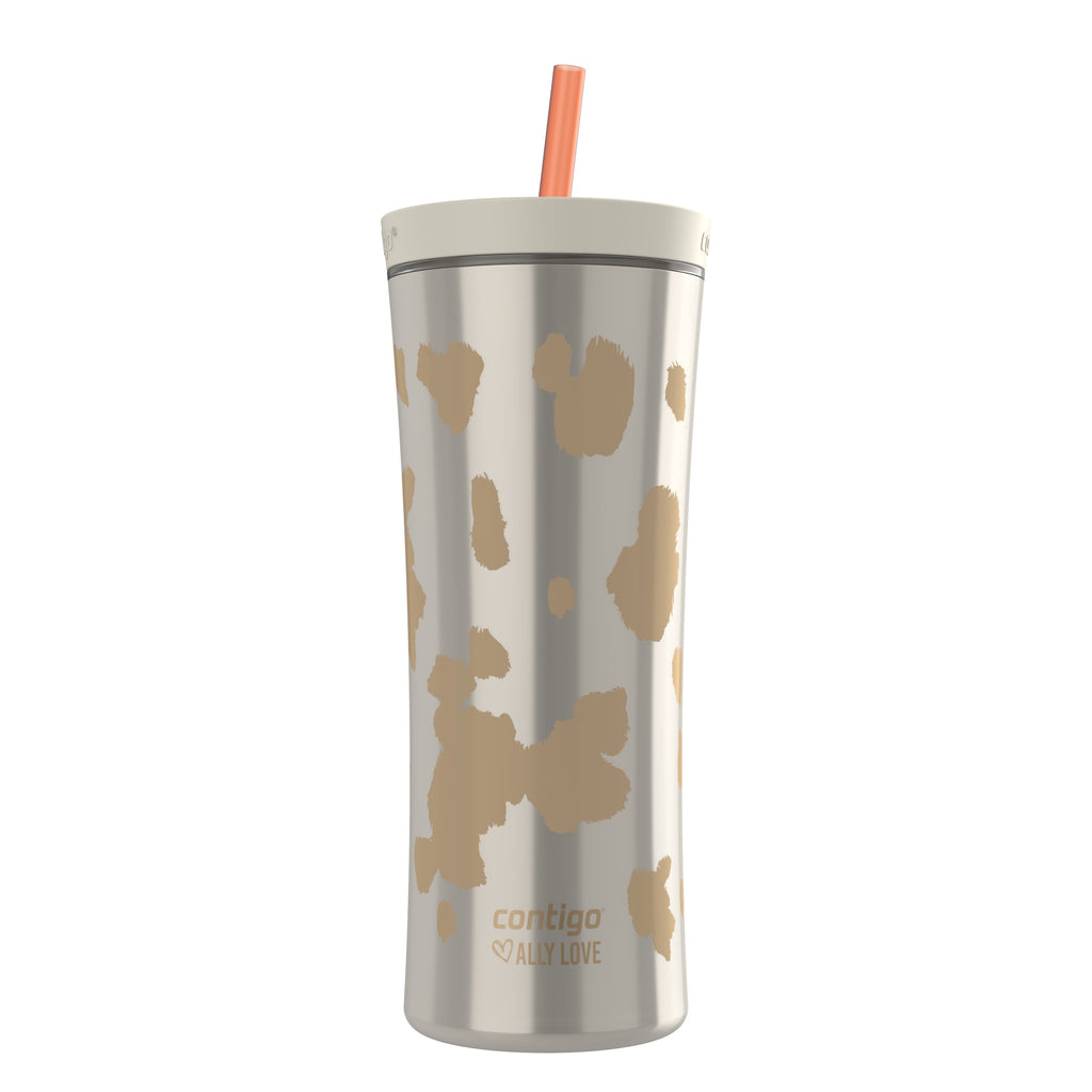 Contigo 20oz Shake &amp; Go Tumbler, Plastic with Straw, Oatmilk Cowhide Couture