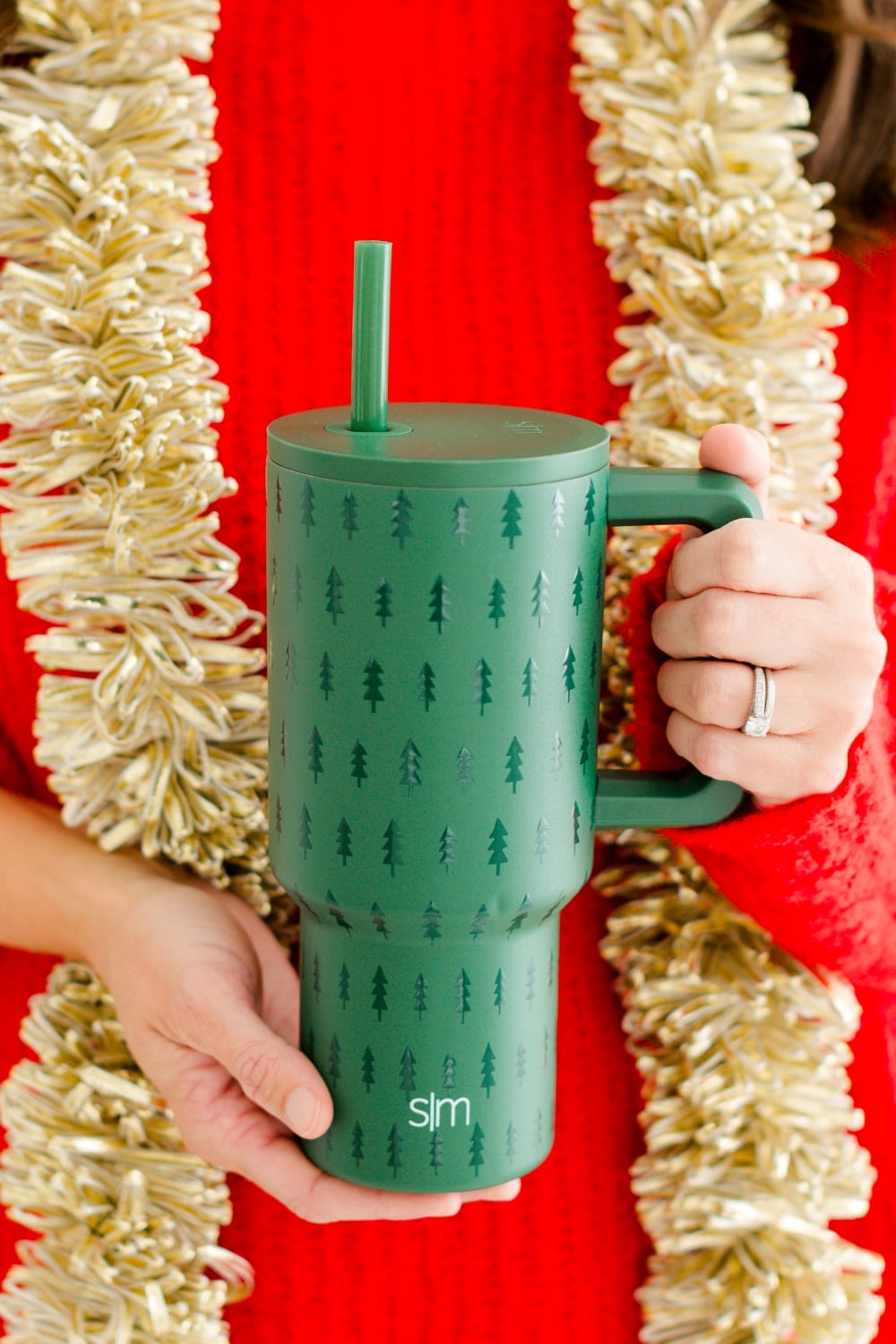 Simple Modern 30 fl oz Insulated Stainless Steel Trek Tumbler with Straw Lid | Seaglass Sage and Cream Checkmate