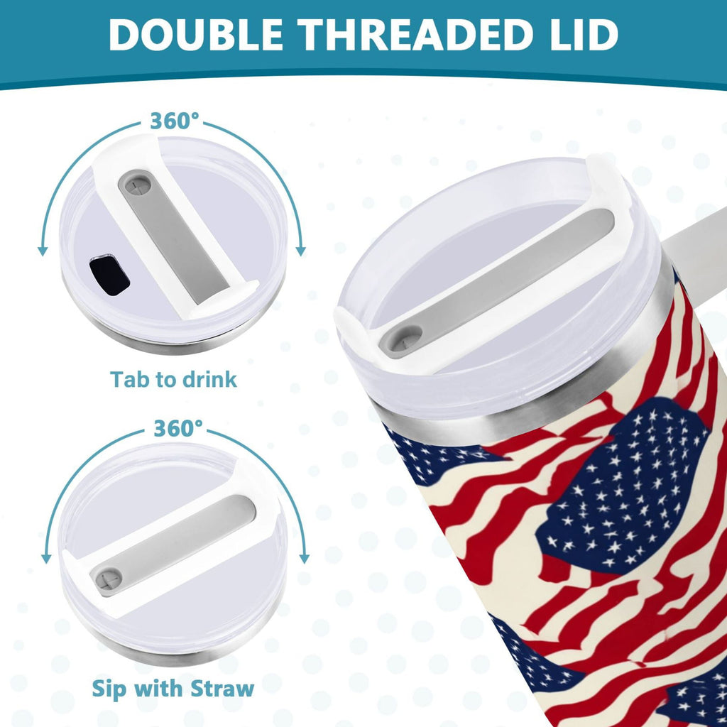 40 oz Insulated Stainless Steel Tumbler Double Wall Stainless Steel Tumbler with 2-Way Drinking Flags Abstract Design