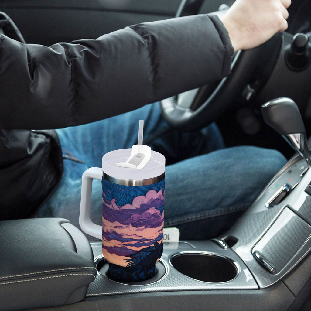 40 oz Insulated Stainless Steel Tumbler Double Wall Stainless Steel Tumbler with 2-Way Drinking Wild Horses Running