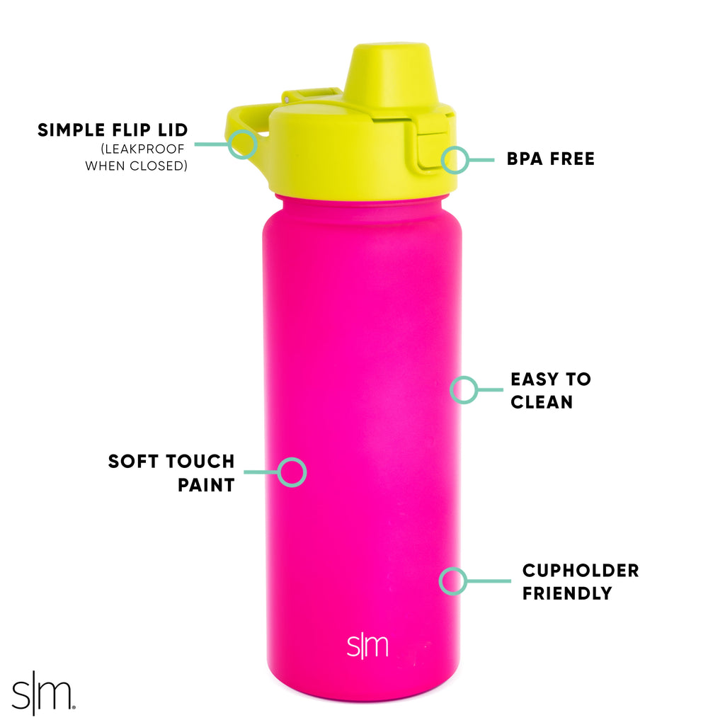 Simple Modern 22 fl oz Reusable Tritan Summit Water Bottle with Silicone Straw Lid|Raspberry Chartreuse