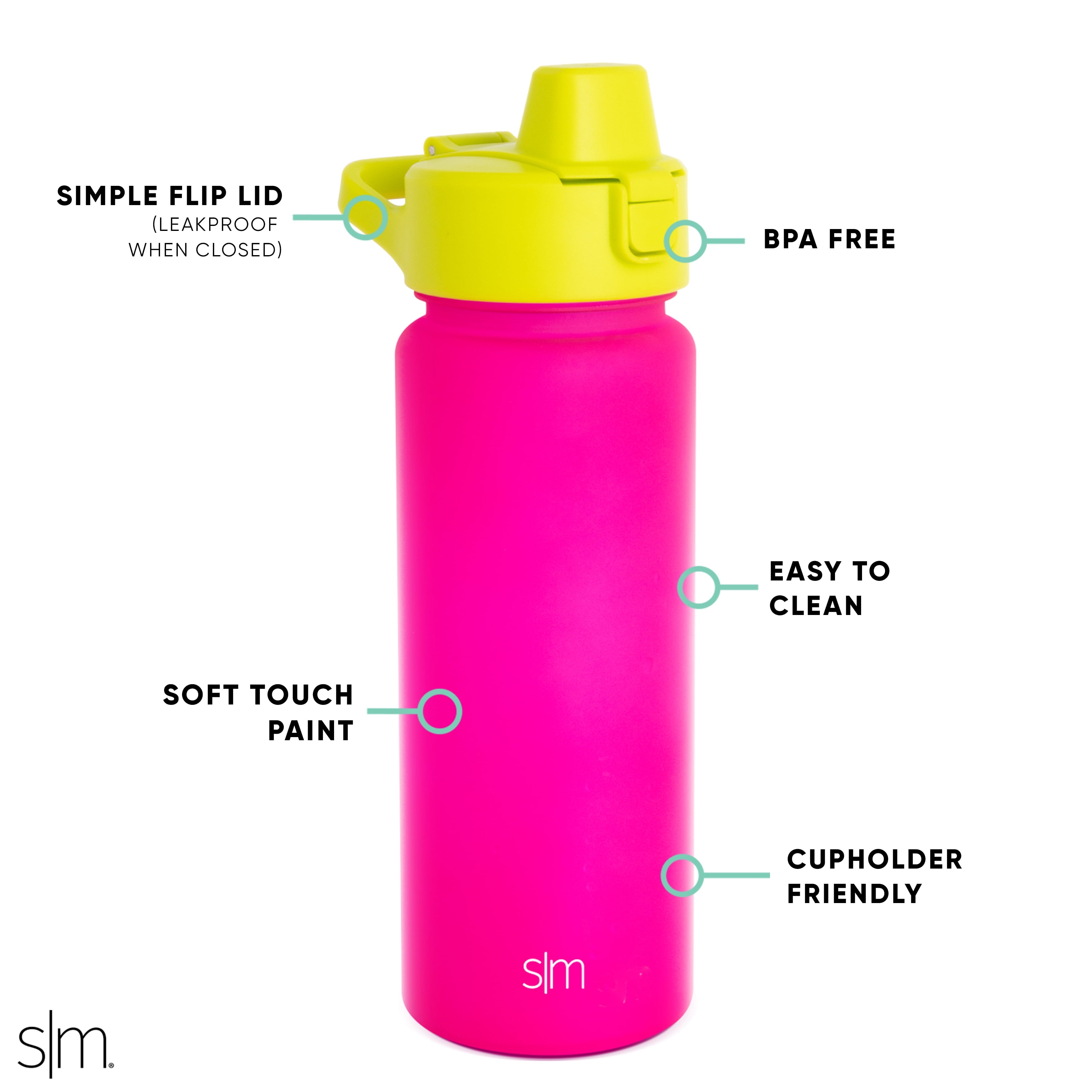 Simple Modern 22 fl oz Reusable Tritan Summit Water Bottle with Silicone Straw Lid|Raspberry Chartreuse