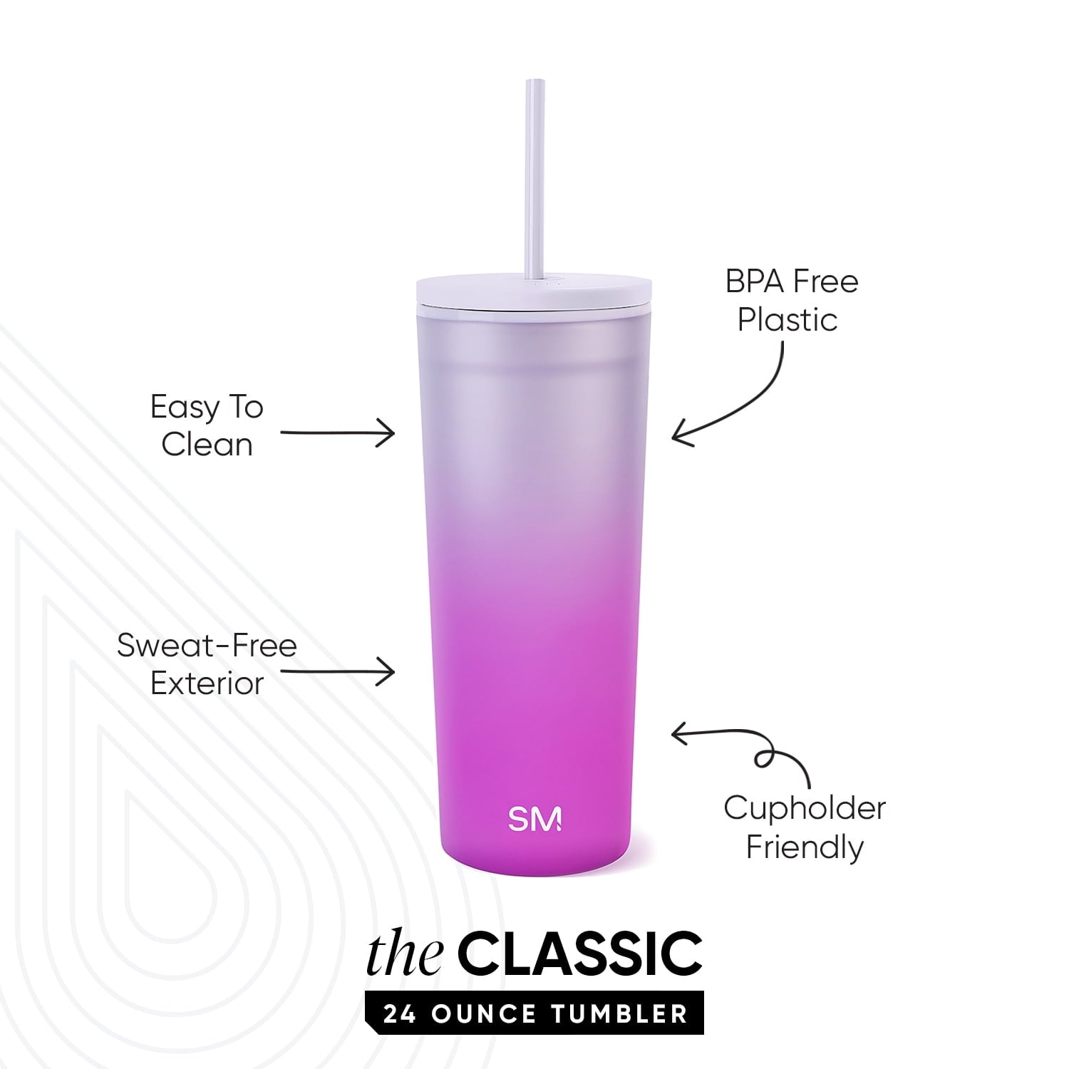 Simple Modern 24 fl oz Double Wall Plastic Classic Tumbler with Straw|Opalescent