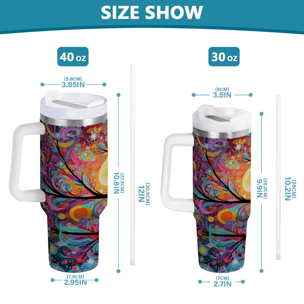 30 oz Insulated Stainless Steel Tumbler Double Wall Stainless Steel Tumbler with 2-Way Drinking Beautiful Abstract Tree Painting