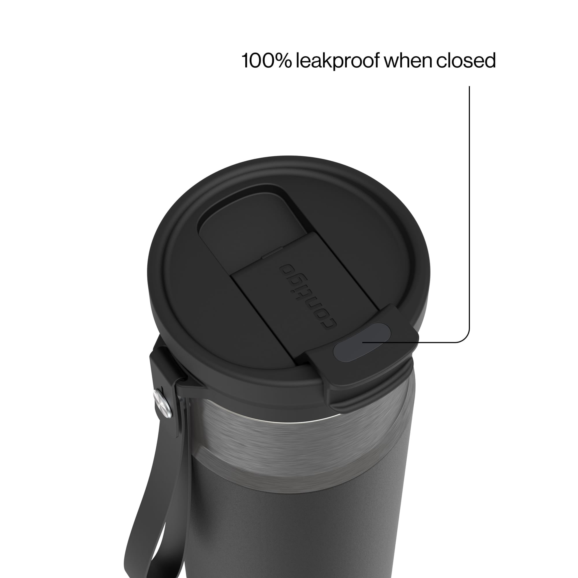 Contigo DualSip Leakproof Stainless Steel Reusable Water Bottle Tumbler with Carrying Strap, Cream/Champagne, 24 oz