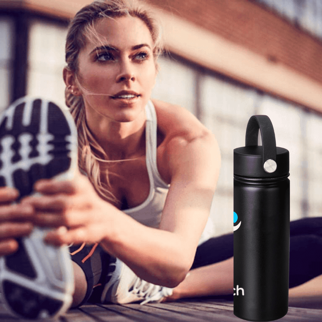 NuRich Sports Water Bottle - 18 Oz, Vacuum Insulated Stainless Steel, Modern Double Walled, Simple Thermo Modern Mug, Hydro Metal Canteen Flask Wide Mouth with Sweat Proof Design for Cold &amp; Hot Temp