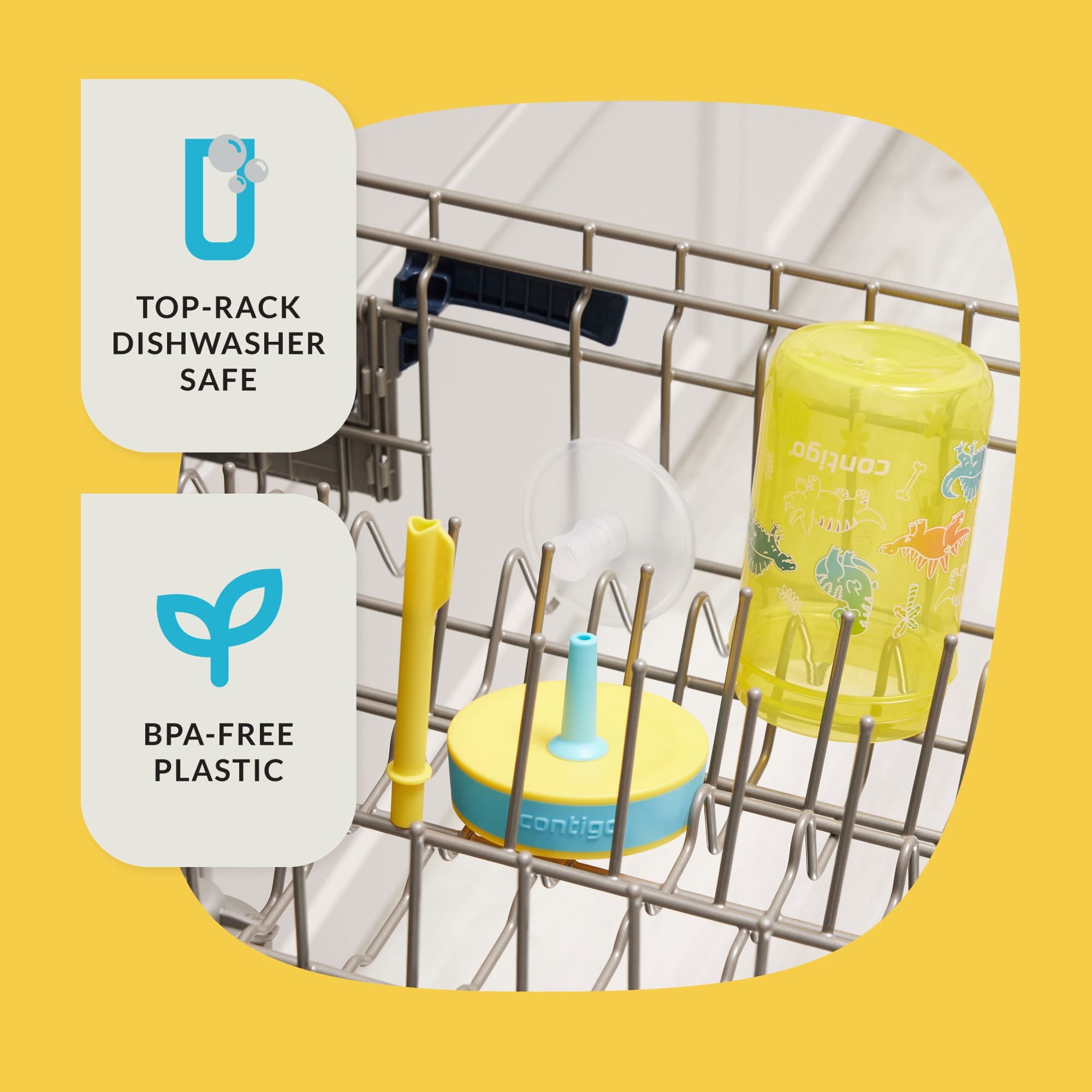 Contigo Kids Leighton Spill-Proof Tumbler with Straw, 14 oz, Yellow