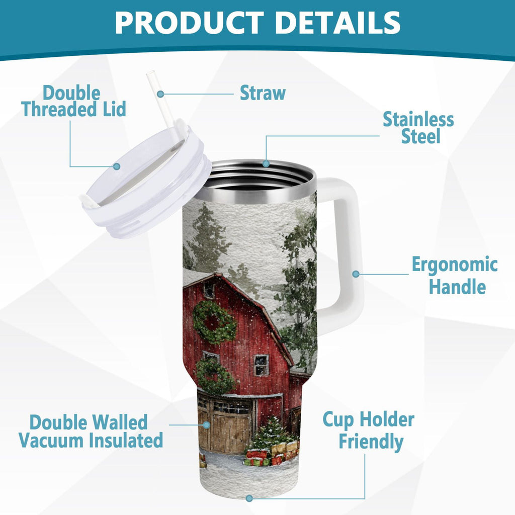 30 oz Insulated Stainless Steel Tumbler Double Wall Stainless Steel Tumbler with 2-Way Drinking Old Red Barn