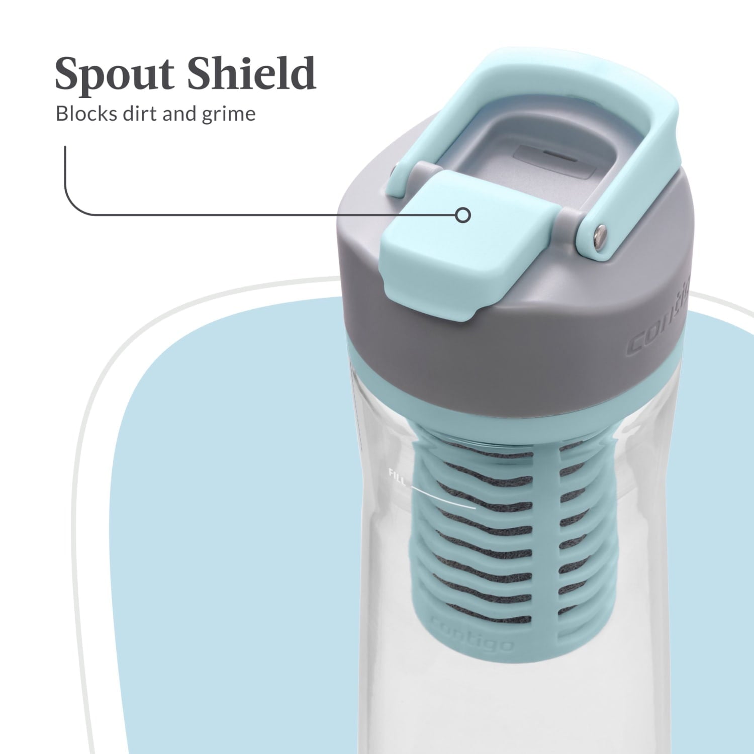 Contigo Clybourn Plastic FreeFlow Filter Water Bottle with AUTOSEAL Lid 24 oz., Salt, with Replacable Filter