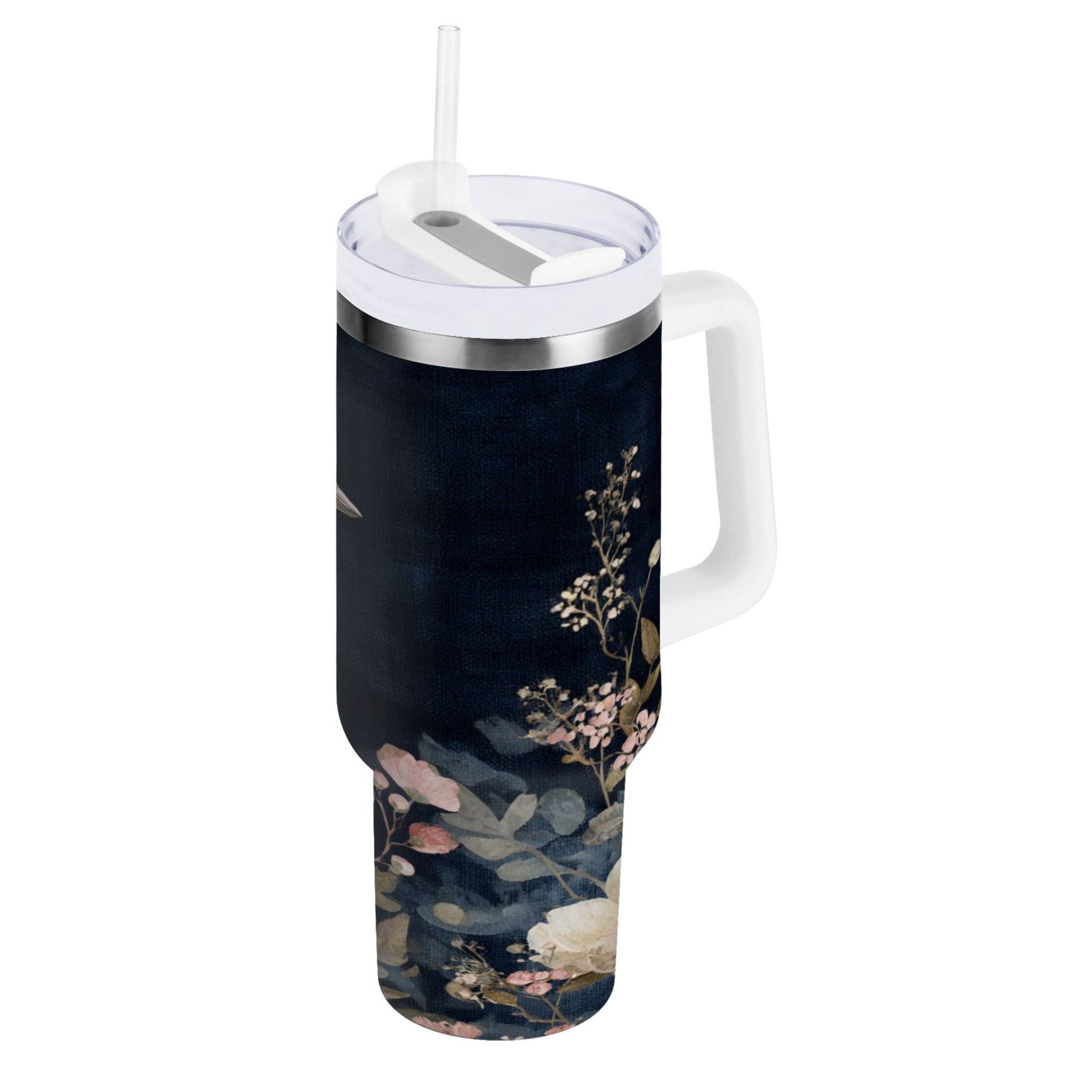 30 oz Insulated Stainless Steel Tumbler Double Wall Stainless Steel Tumbler with 2-Way Drinking Watercolor Vintage Blue Bird