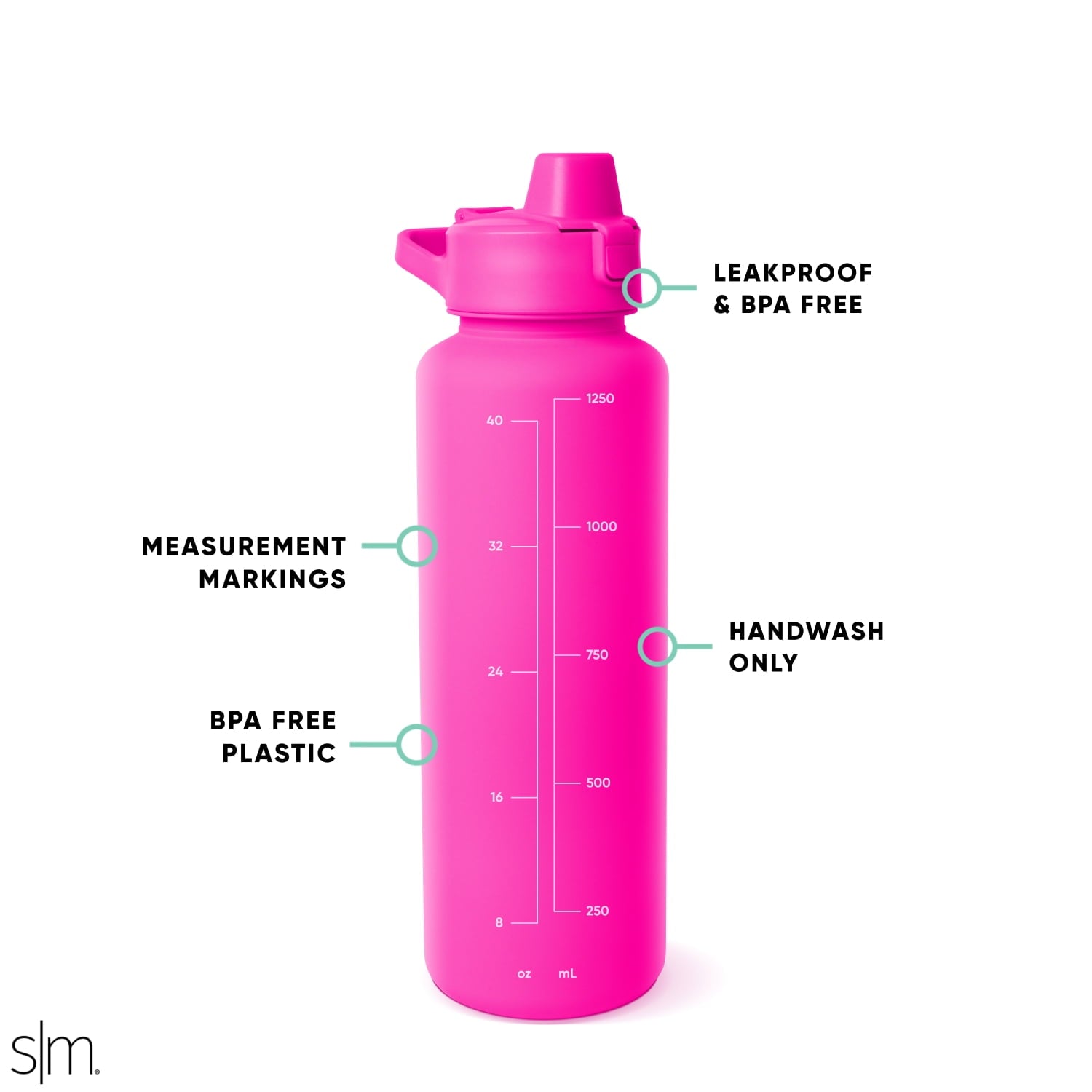 Simple Modern 48 fl oz Reusable Tritan Summit Water Bottle with Silicone Straw Lid|Raspberry Vibes