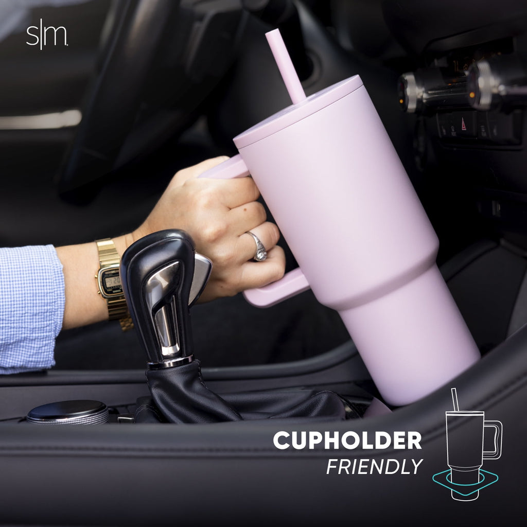 Simple Modern 30 fl oz Insulated Stainless Steel Trek Tumbler with Straw Lid | Cream Leopard