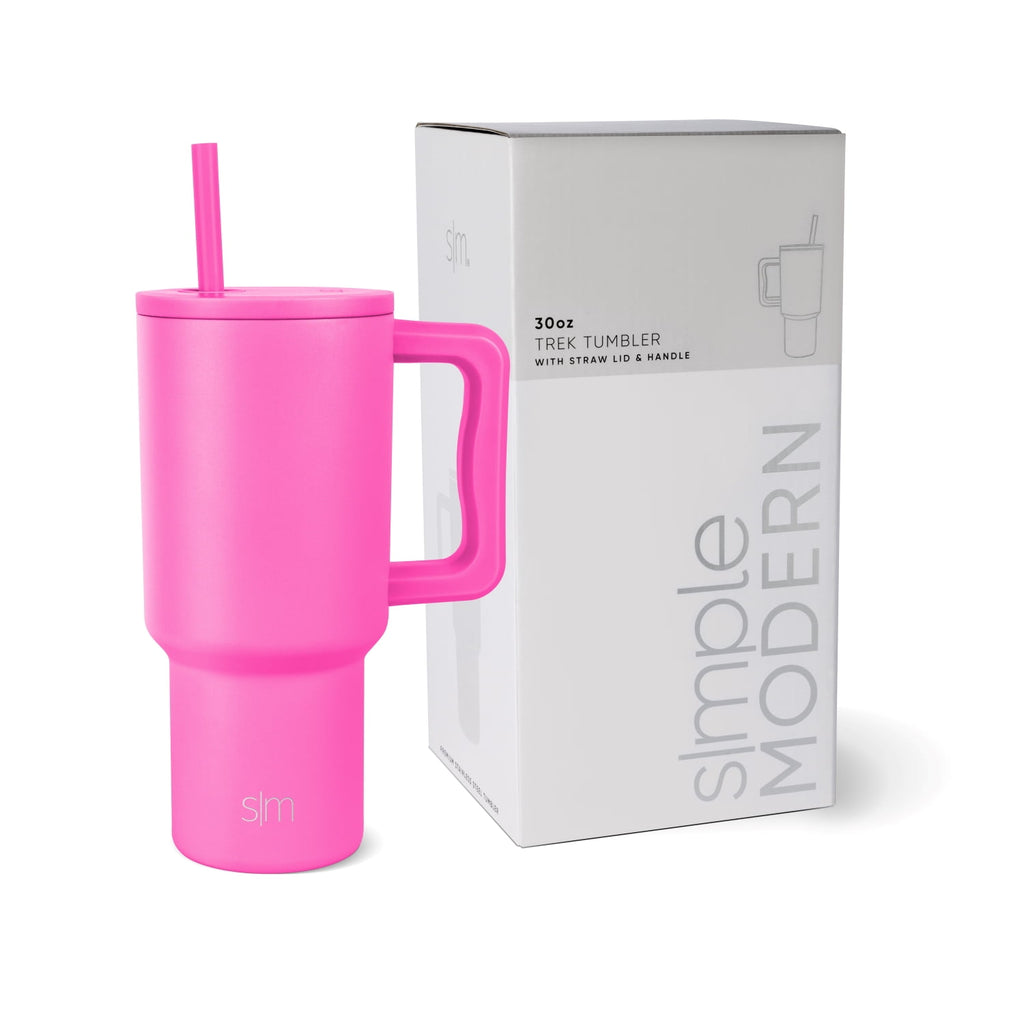 Simple Modern 30 fl oz Insulated Stainless Steel Trek Tumbler with Straw Lid | Cream Leopard