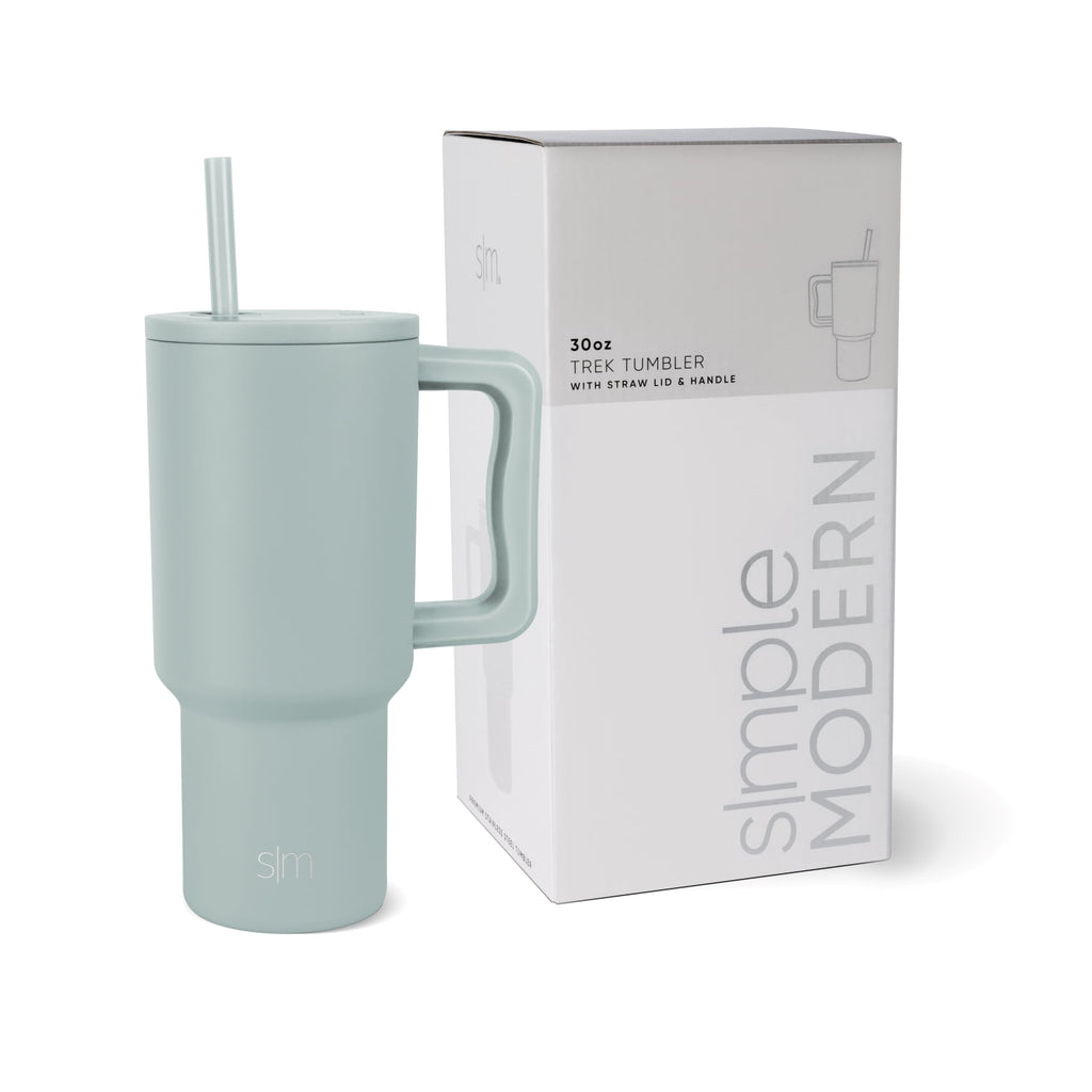 Simple Modern 30 fl oz Insulated Stainless Steel Trek Tumbler with Straw Lid | Cream Leopard