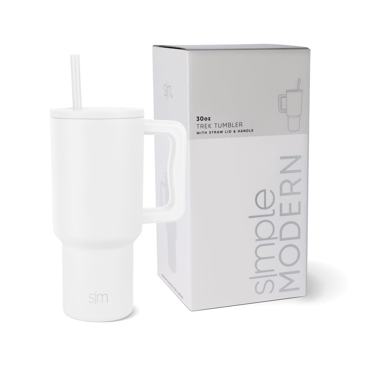 Simple Modern 30 fl oz Insulated Stainless Steel Trek Tumbler with Straw Lid | Cream Leopard