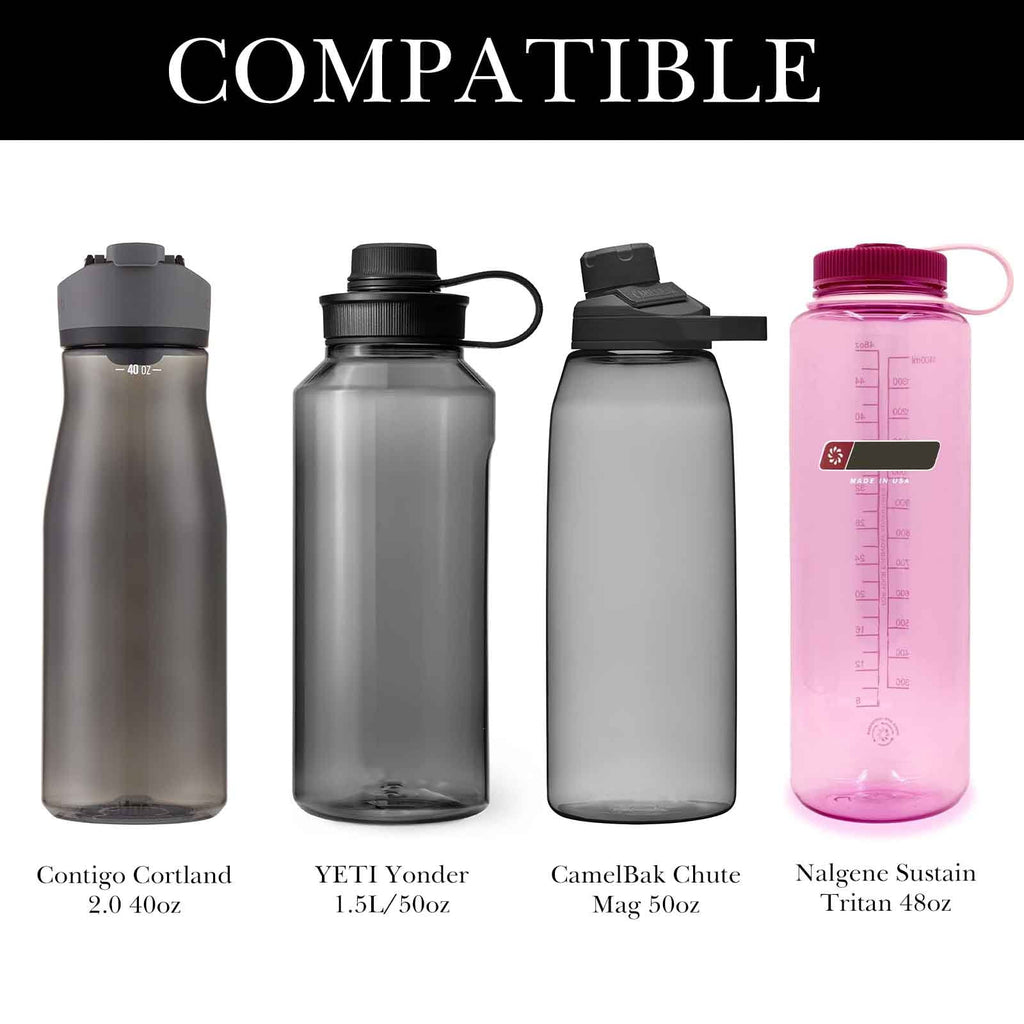 Linkidea Sports Water Bottle Carrier with Strap Compatible with Nalgene Sustain Tritan 48oz, CamelBak Chute Mag 50oz, Thick Waterbottle Cooler Bag Holder Shoulder Strap, Black