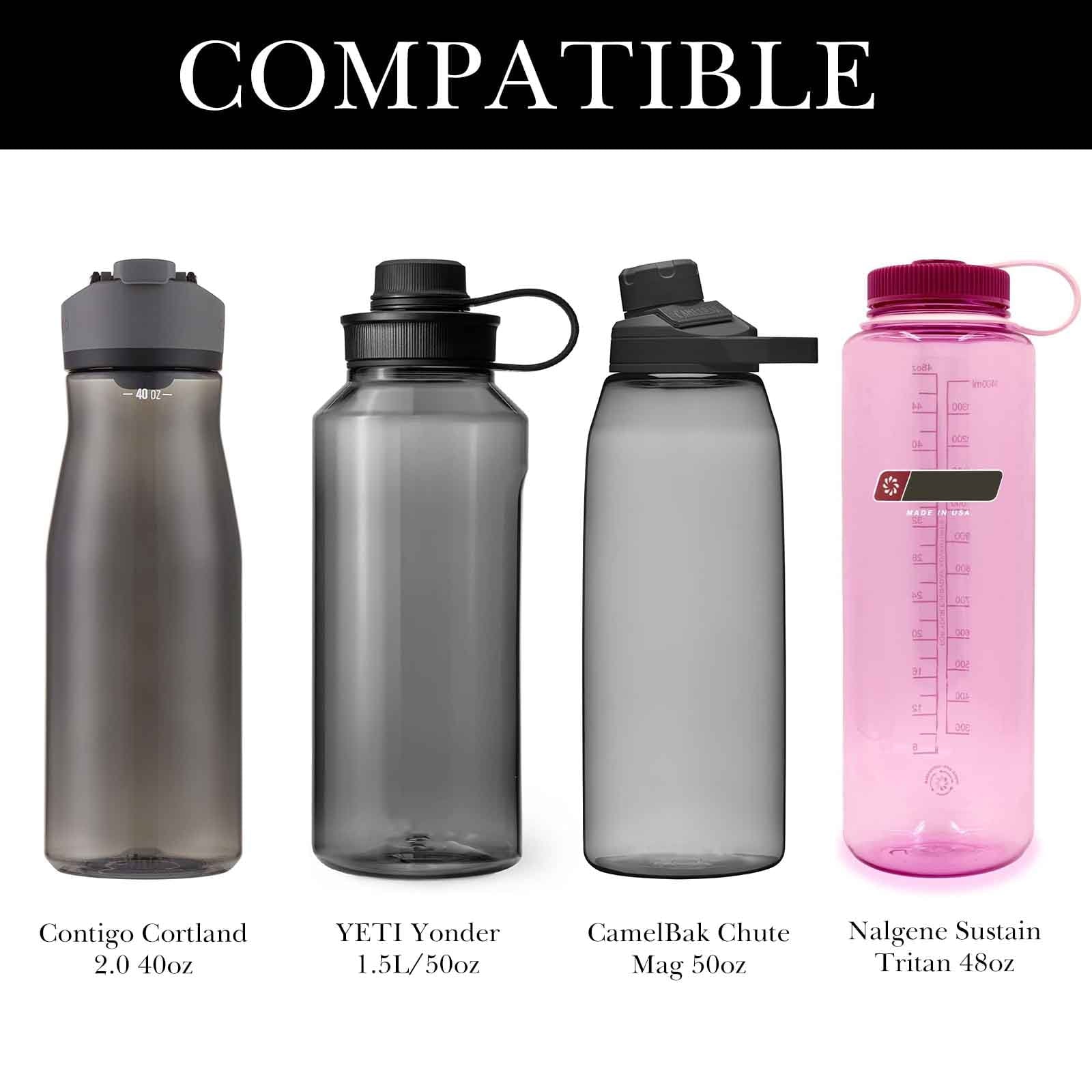 Linkidea Sports Water Bottle Carrier with Strap Compatible with Nalgene Sustain Tritan 48oz, CamelBak Chute Mag 50oz, Thick Waterbottle Cooler Bag Holder Shoulder Strap, Black