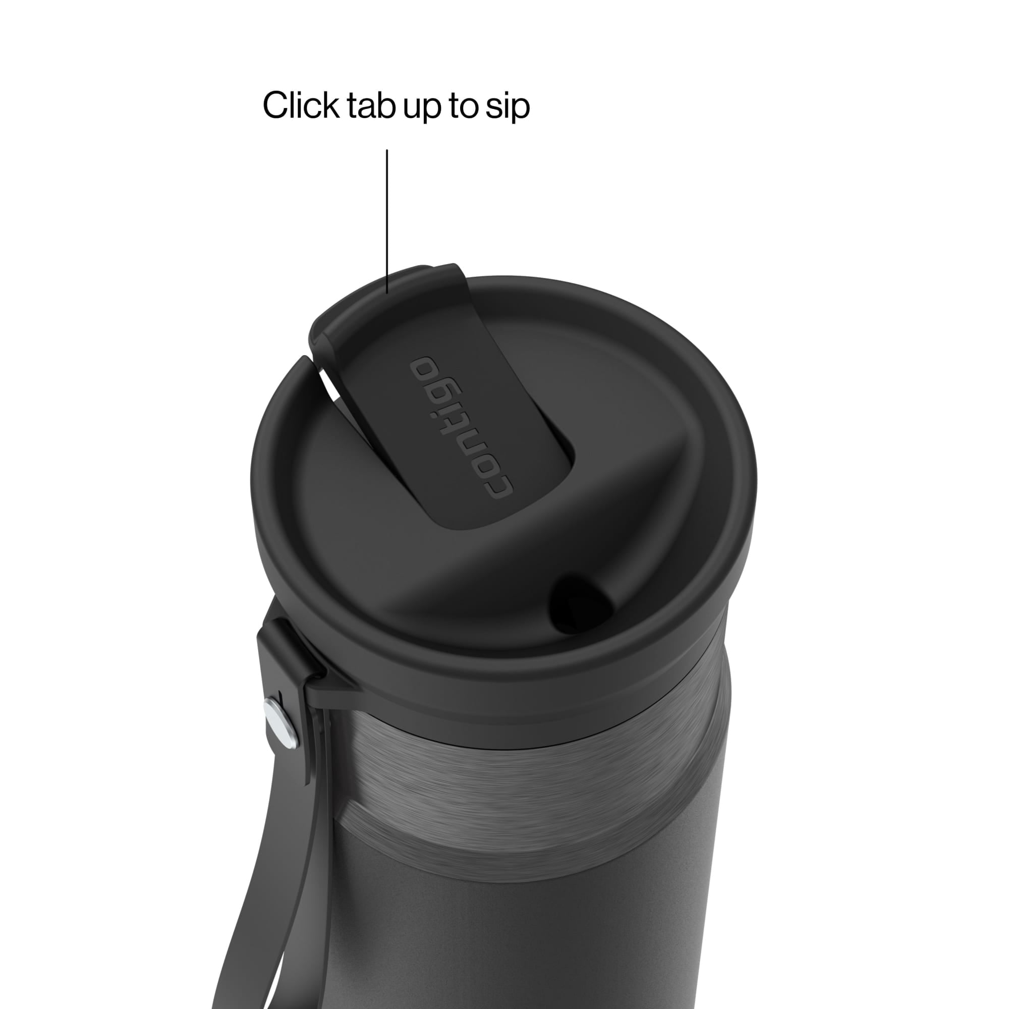 Contigo SnapSeal Leakproof Stainless Steel Reusable Water Bottle with Carrying Strap, Dark Blue/Bronze, 24 oz