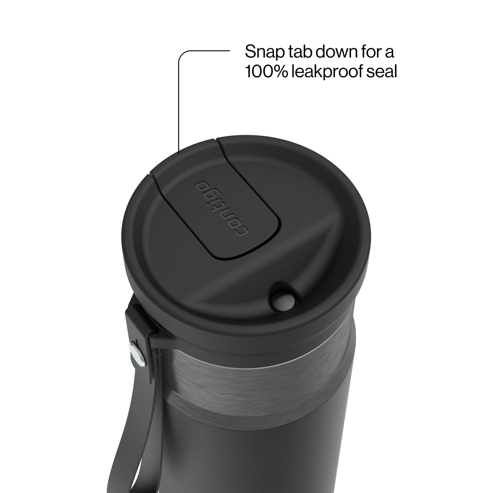 Contigo SnapSeal Leakproof Stainless Steel Reusable Water Bottle with Carrying Strap, Dark Blue/Bronze, 24 oz