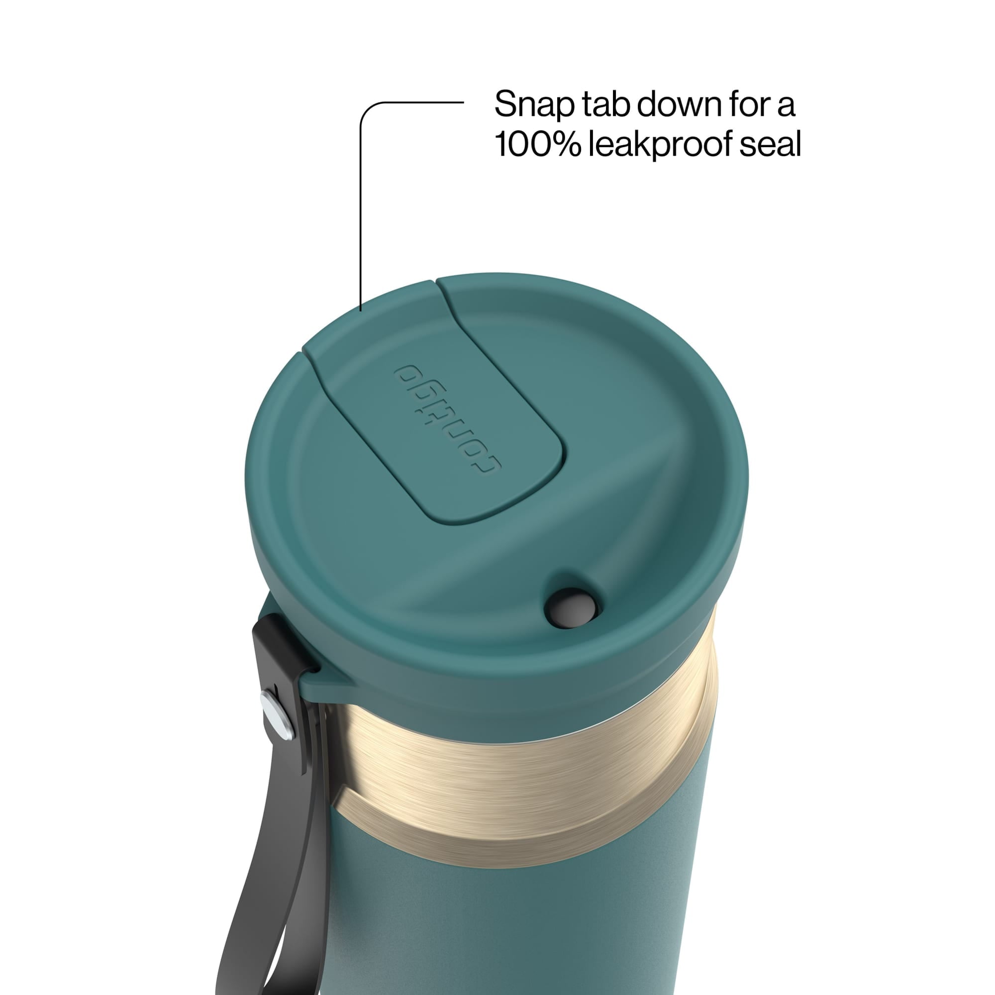 Contigo SnapSeal Leakproof Stainless Steel Reusable Water Bottle with Carrying Strap, Dark Blue/Bronze, 24 oz