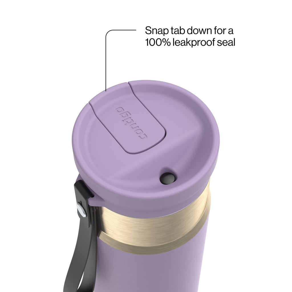 Contigo SnapSeal Leakproof Stainless Steel Reusable Water Bottle with Carrying Strap, Dark Blue/Bronze, 24 oz