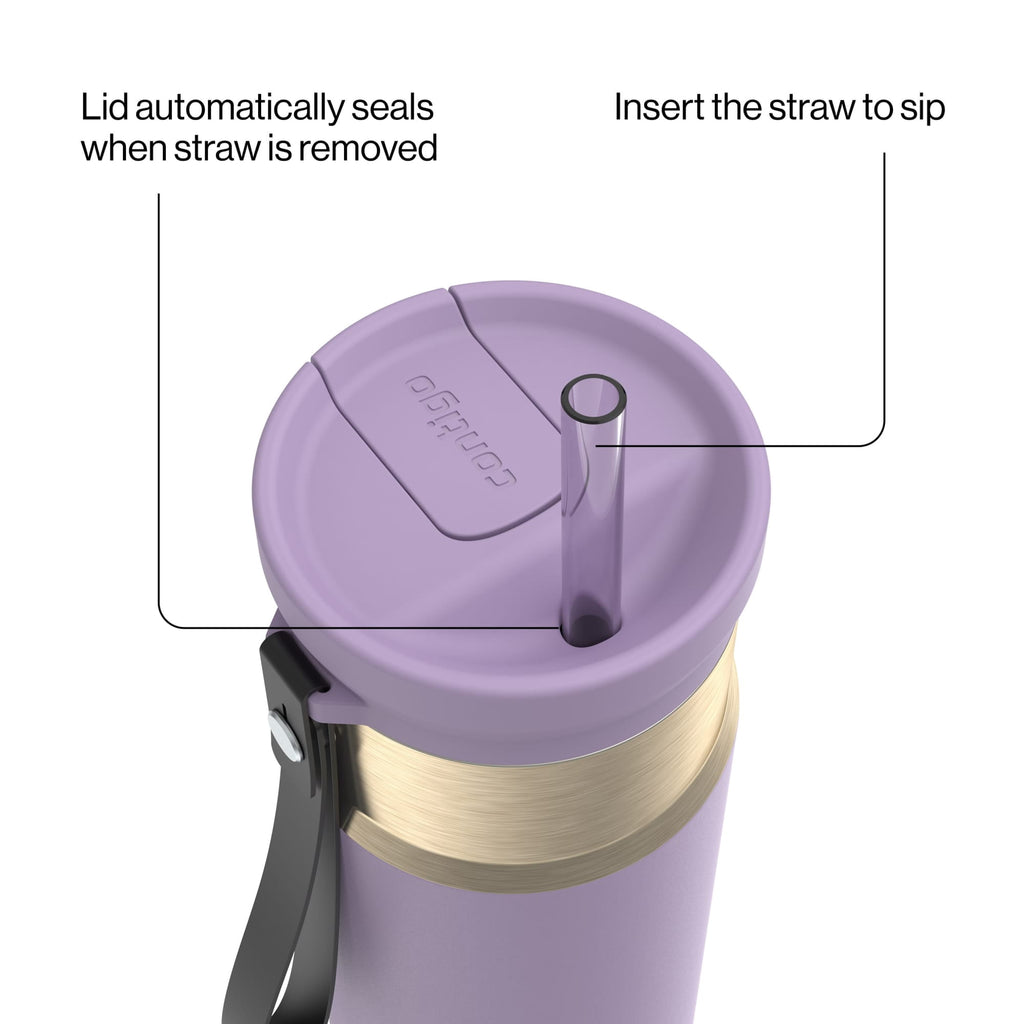 Contigo SnapSeal Leakproof Stainless Steel Reusable Water Bottle with Carrying Strap, Dark Blue/Bronze, 24 oz